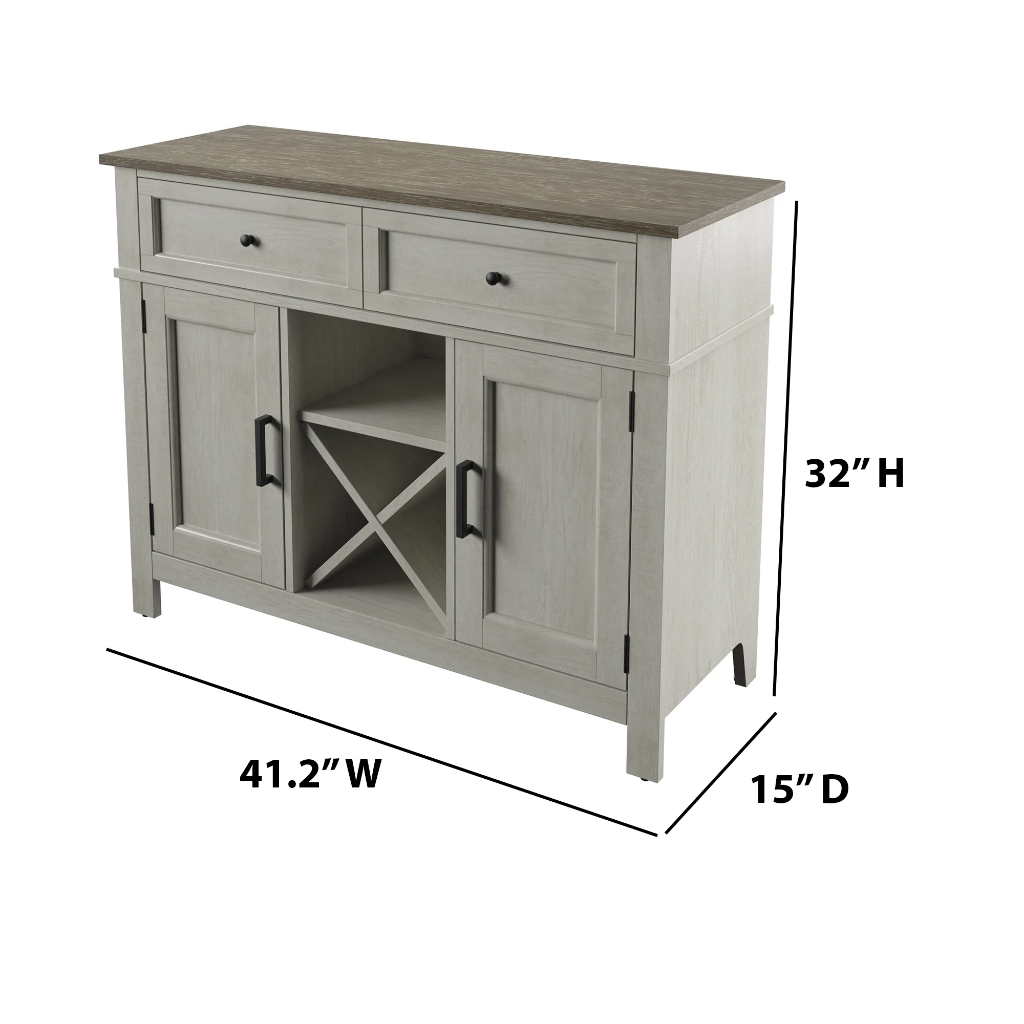 Farmhouse Buffet Sideboard with Wine Shelving and Stemware Storage - Image 4