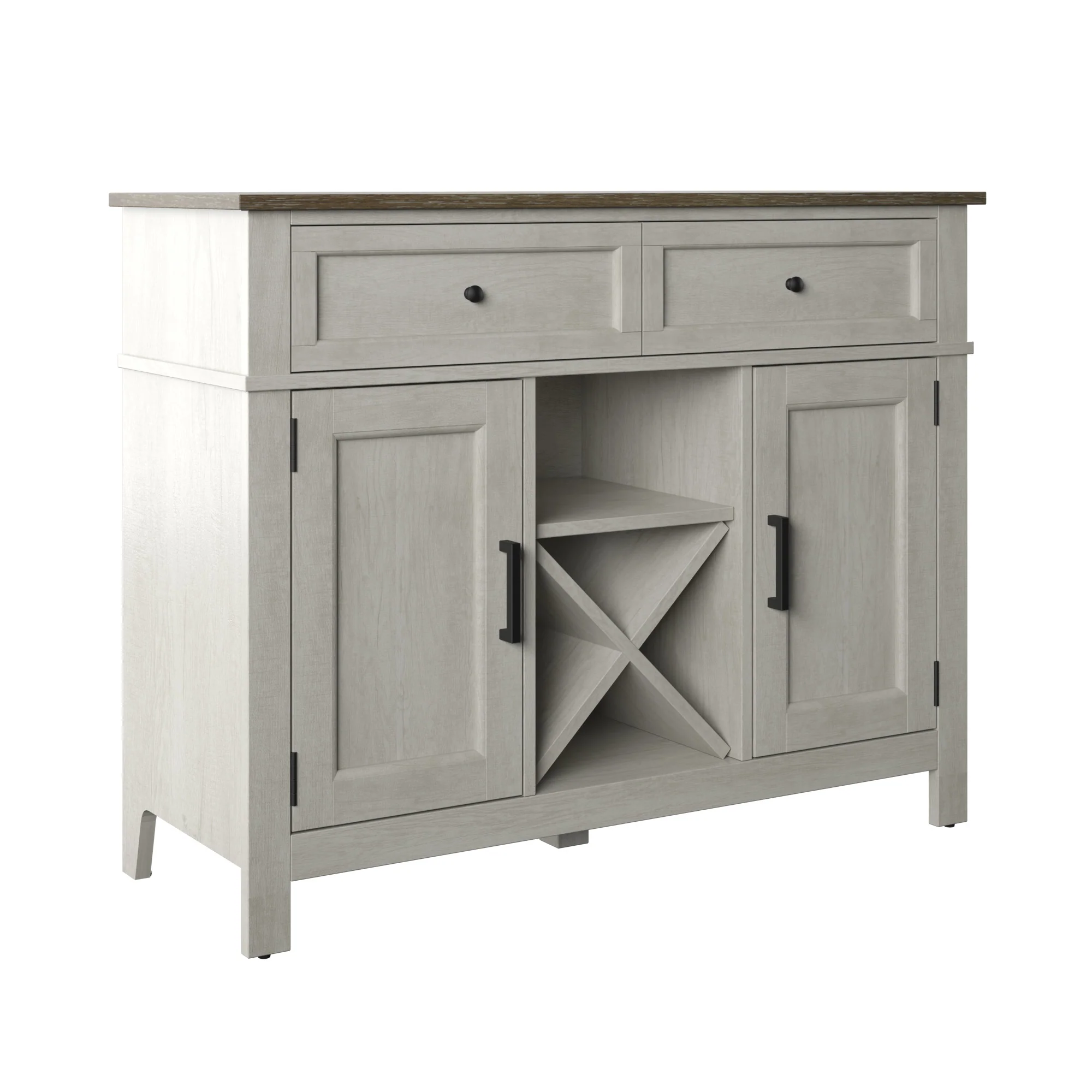 Farmhouse Buffet Sideboard with Wine Shelving and Stemware Storage - Image 5