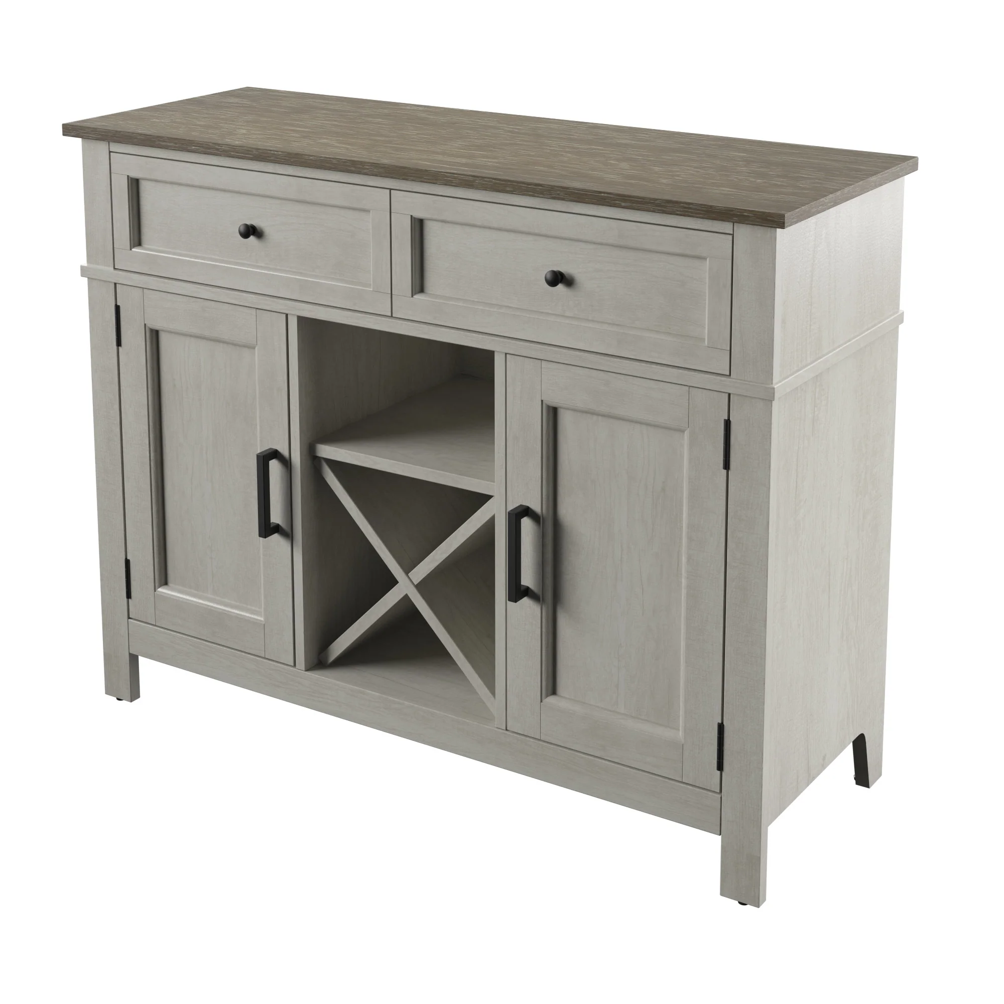Farmhouse Buffet Sideboard with Wine Shelving and Stemware Storage - Image 6