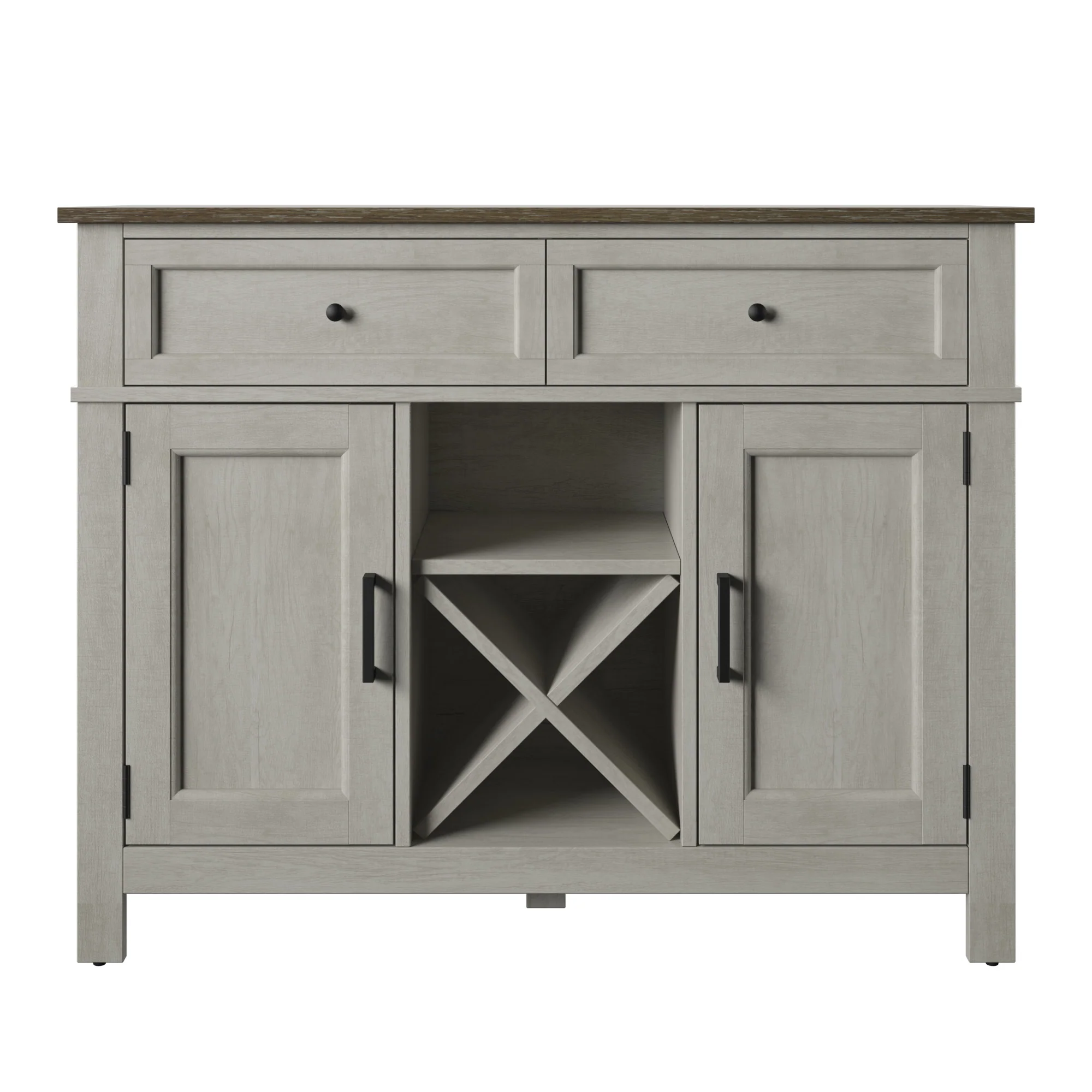 Farmhouse Buffet Sideboard with Wine Shelving and Stemware Storage - Image 7
