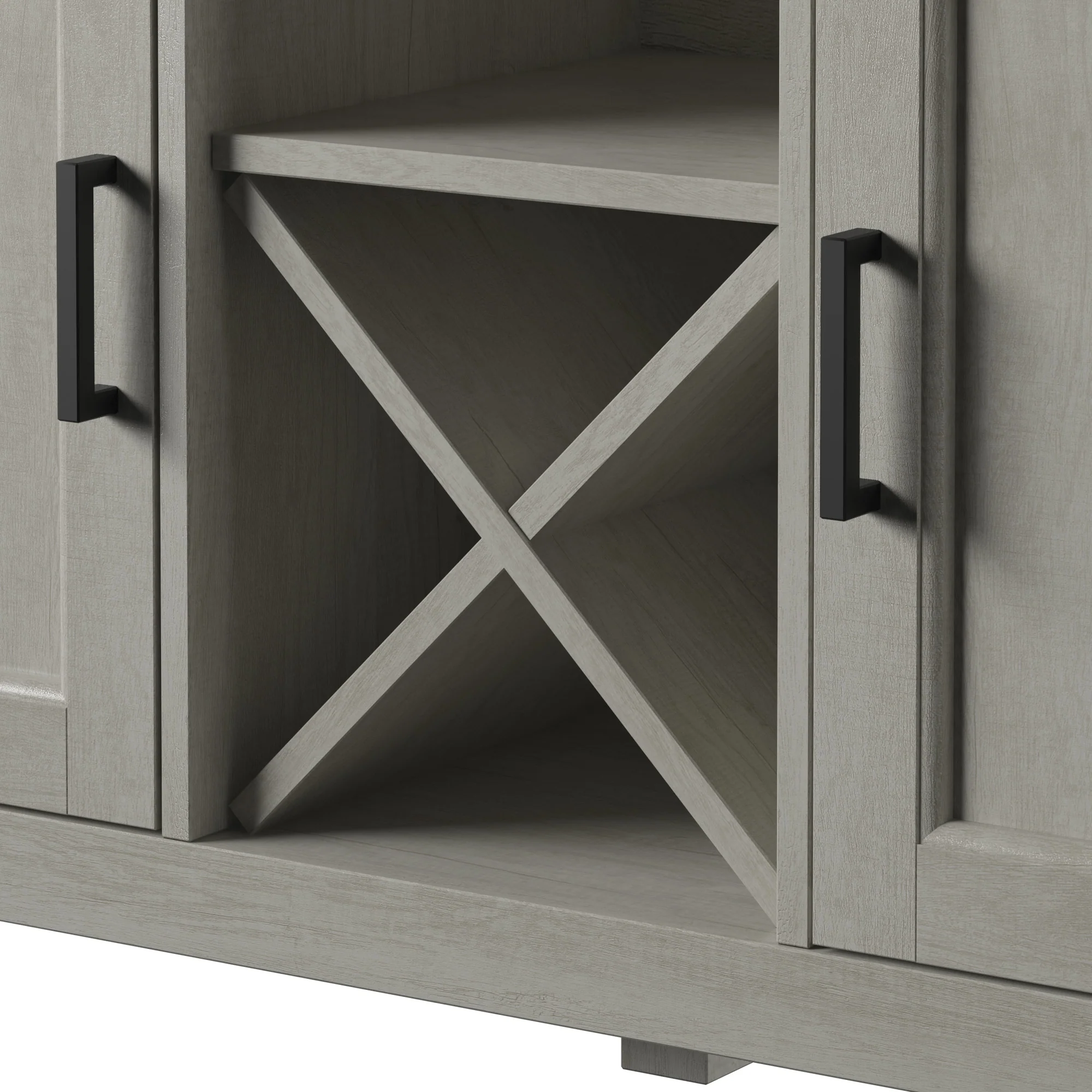 Farmhouse Buffet Sideboard with Wine Shelving and Stemware Storage - Image 8