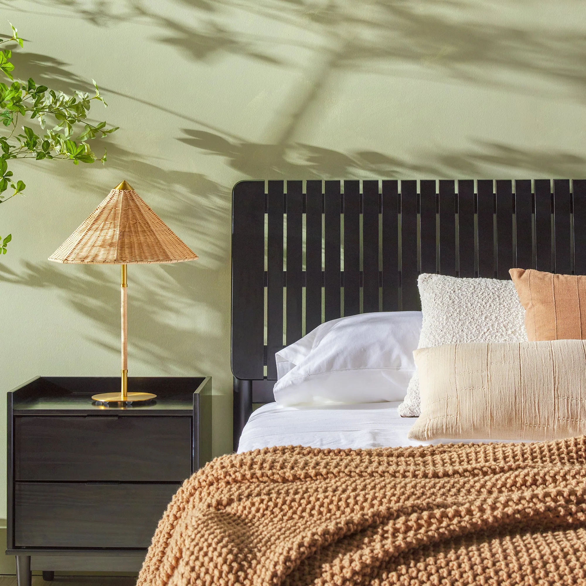 Cama Slatted Headboard Mid-Century Modern Solid Wood Bed - Image 9