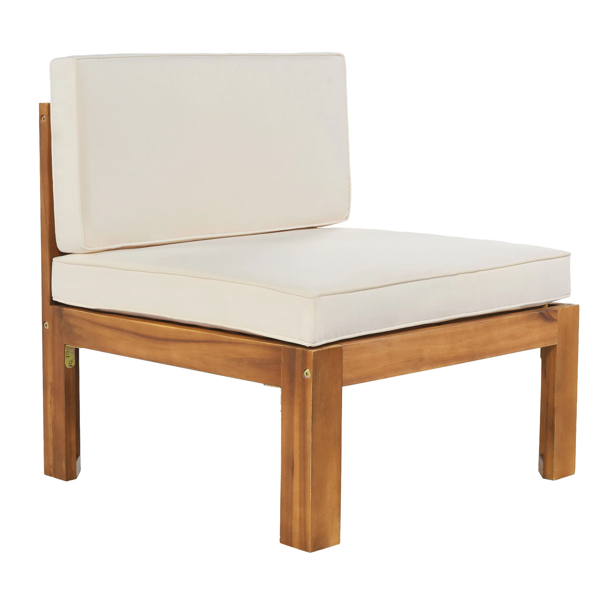 Walker Edison | Sleek Modular Wood Outdoor Patio 5-Piece Sectional Sofa Set - Image 13