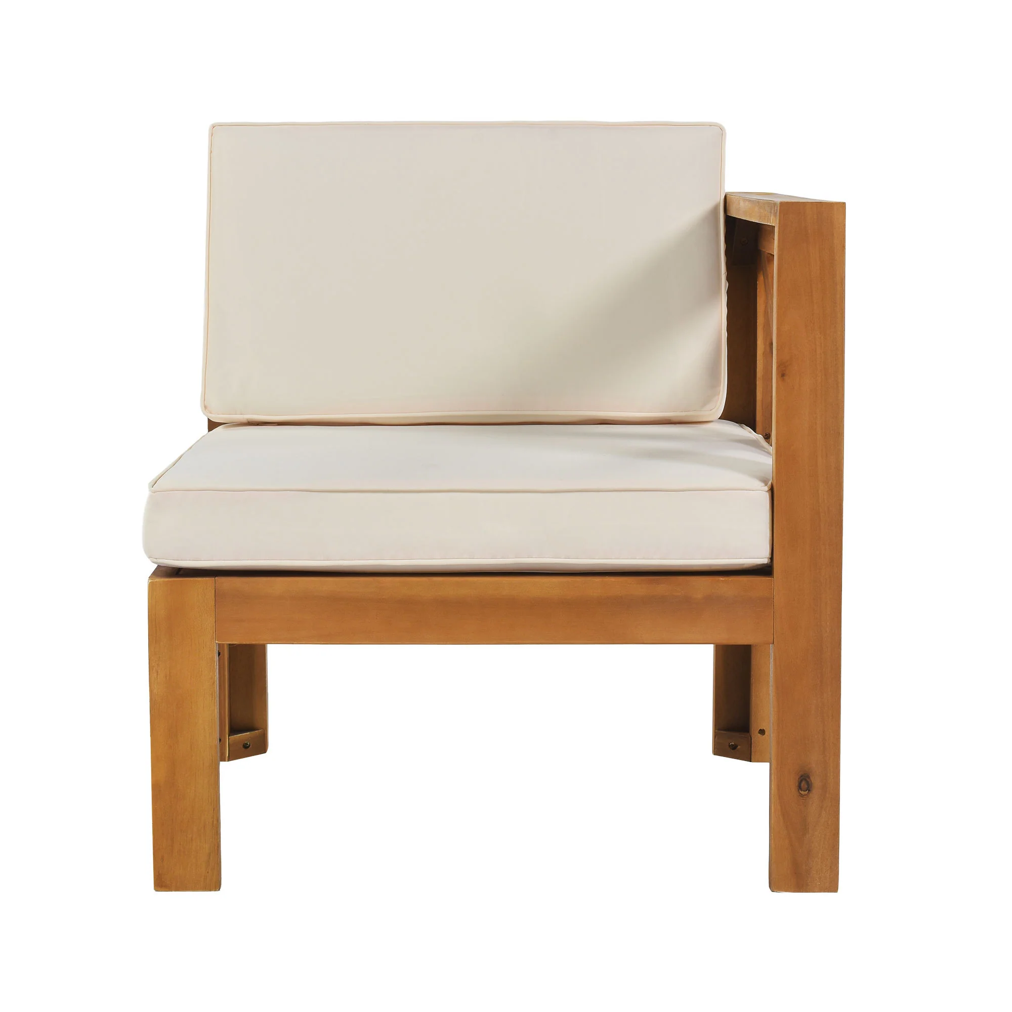 Walker Edison | Sleek Modular Wood Outdoor Patio 5-Piece Sectional Sofa Set - Image 15