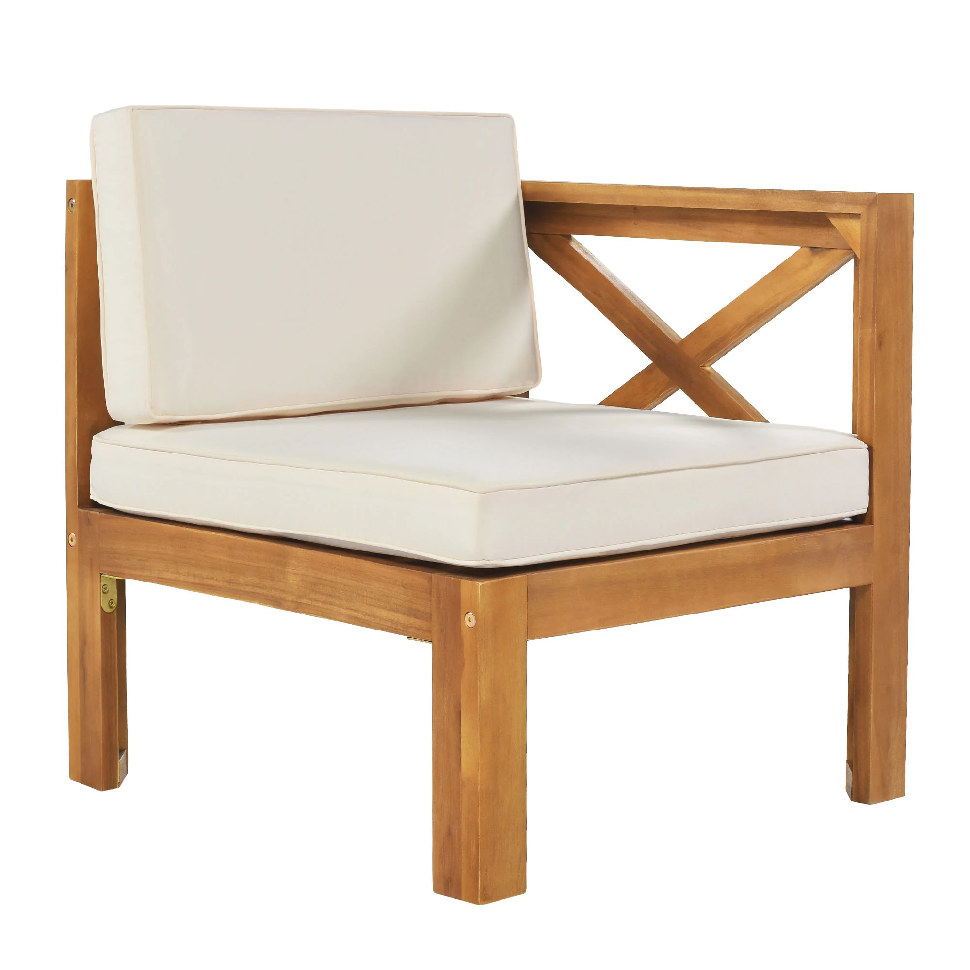 Walker Edison | Sleek Modular Wood Outdoor Patio 5-Piece Sectional Sofa Set - Image 17