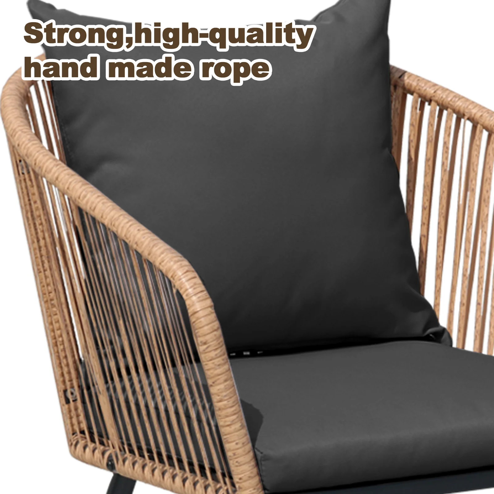 Small 5-Piece Wicker Conversation Outdoor Patio Set with Round Glass Table - Image 4