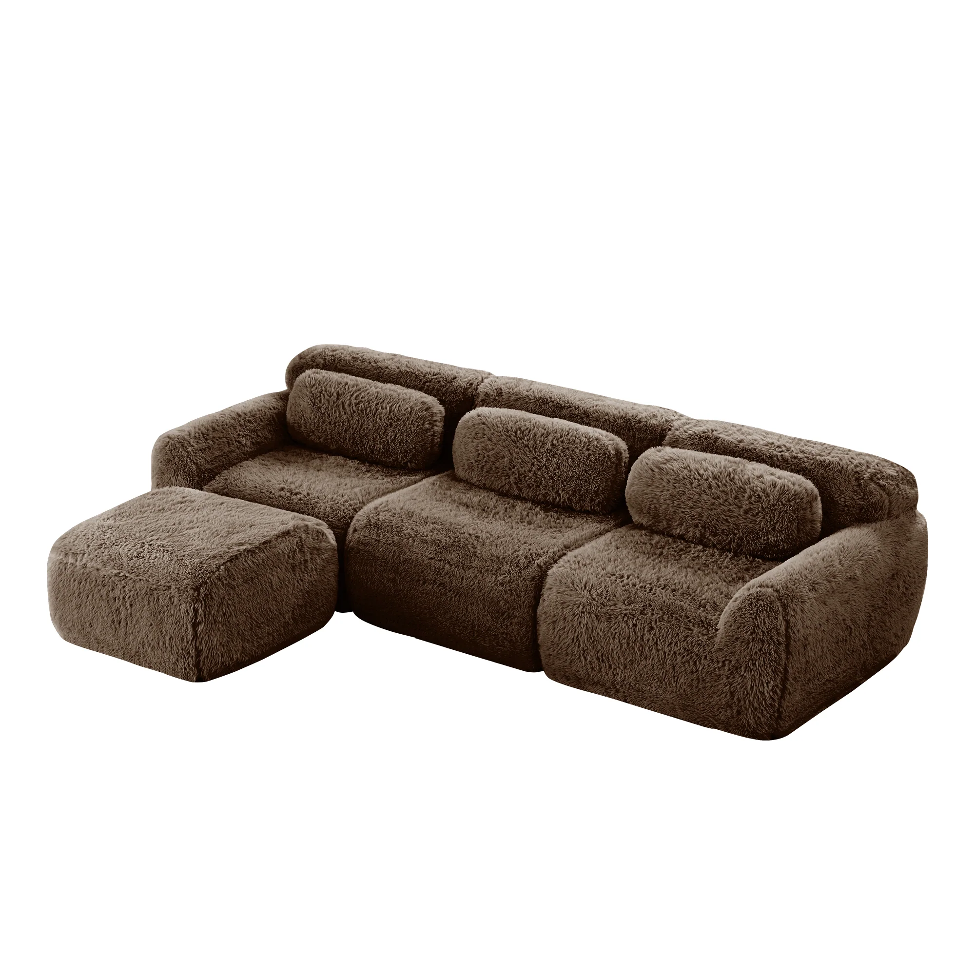Soft And Fluffy Plush Boneless Modular Sofa with Ottoman - Image 20