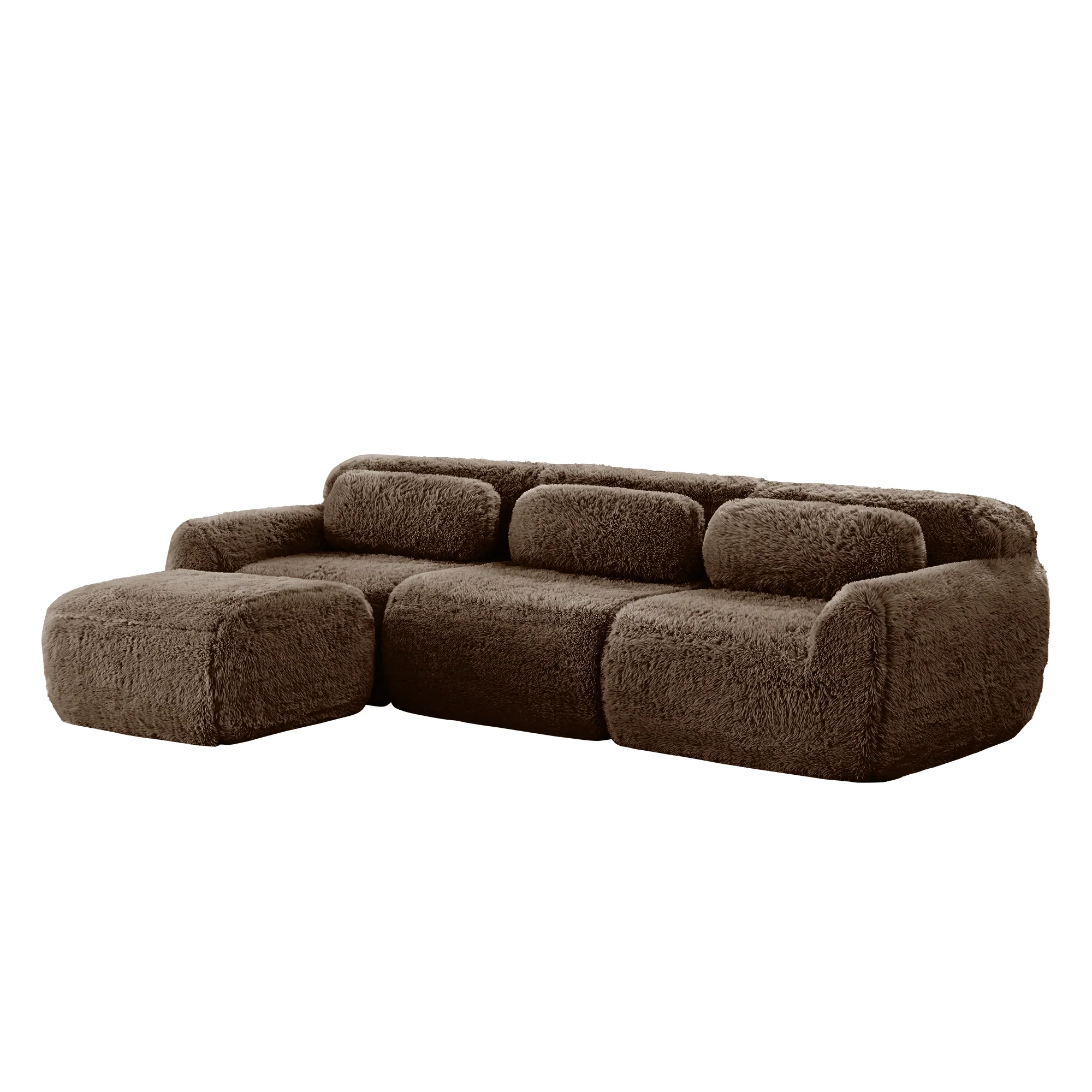Soft And Fluffy Plush Boneless Modular Sofa with Ottoman - Image 21
