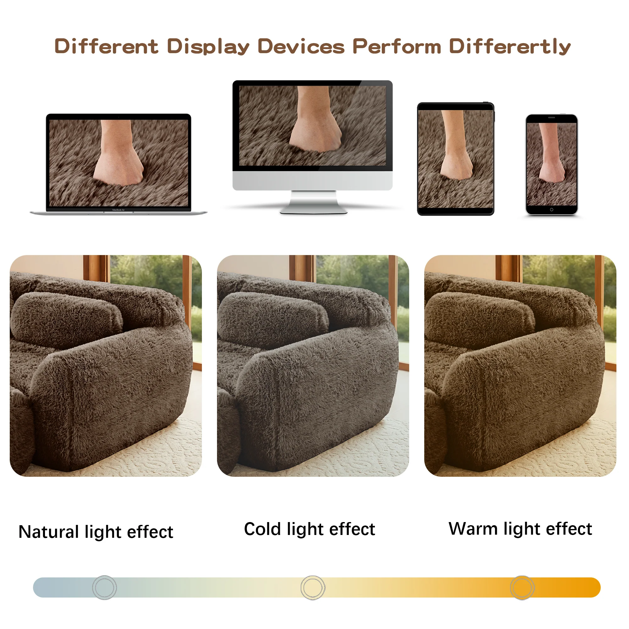 Soft Fluffy Plush Fabric 2-seater Modular Sectional Sofa Couch - Image 12