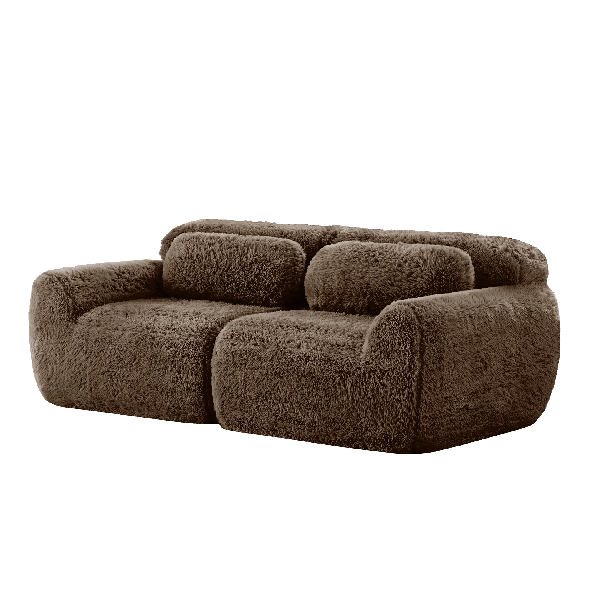 Soft Fluffy Plush Fabric 2-seater Modular Sectional Sofa Couch - Image 18