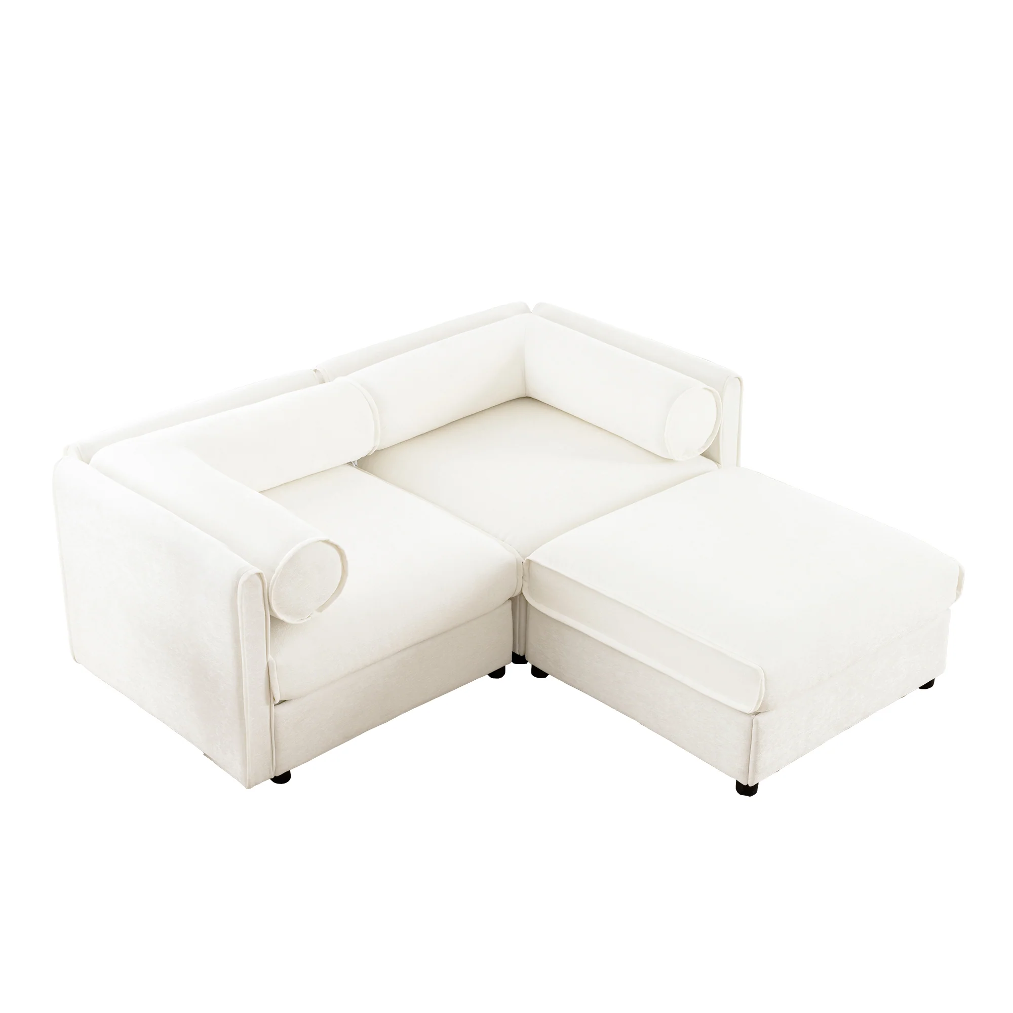 Walker Edison | Stylish Modern Chenille Loveseat Sofa with Ottoman Storage - Image 10