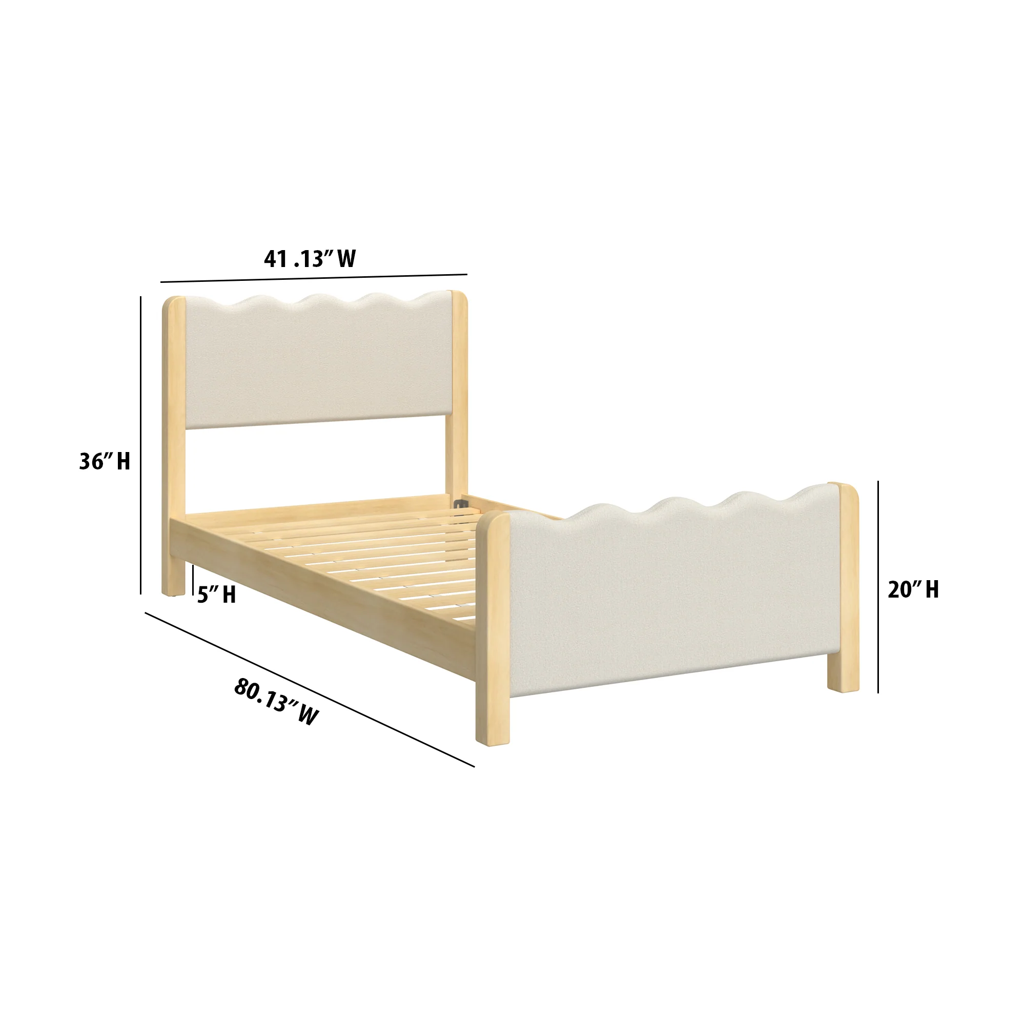 Suri Modern Wavy Boucle Upholstered Twin Bed - Image 3
