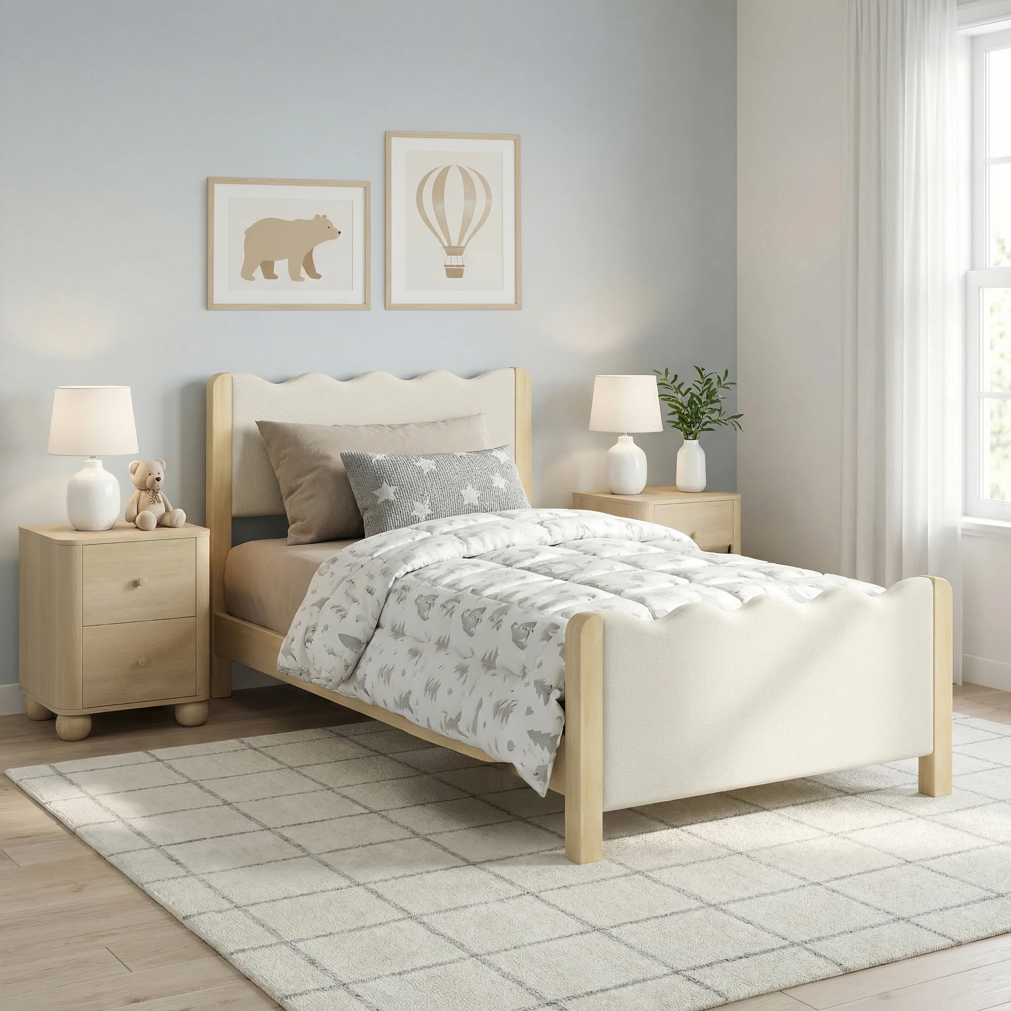 Suri Modern Wavy Boucle Upholstered Twin Bed - Image 6