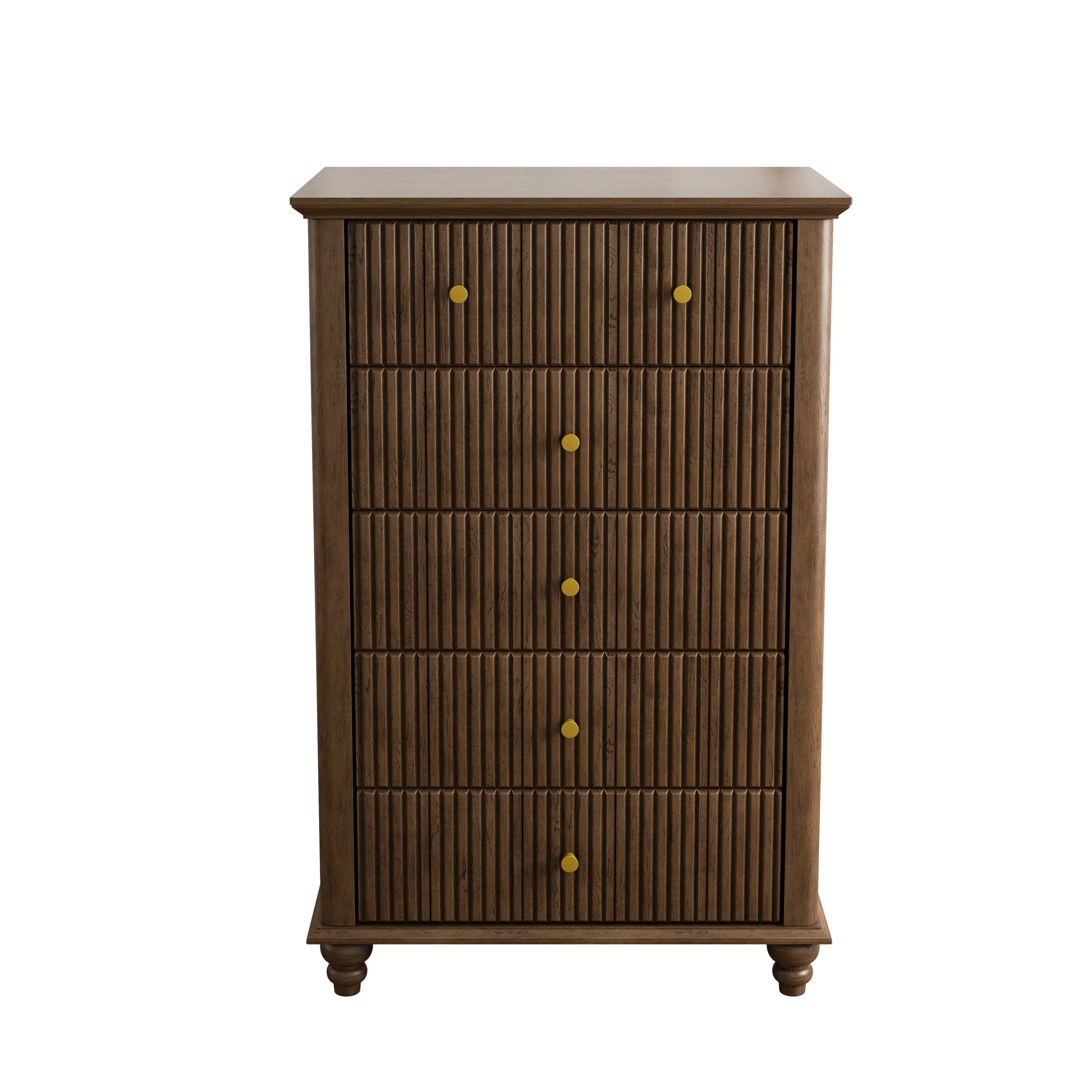 Tall Modern 45" Fluted 5 Drawer Dresser Chest - Image 10
