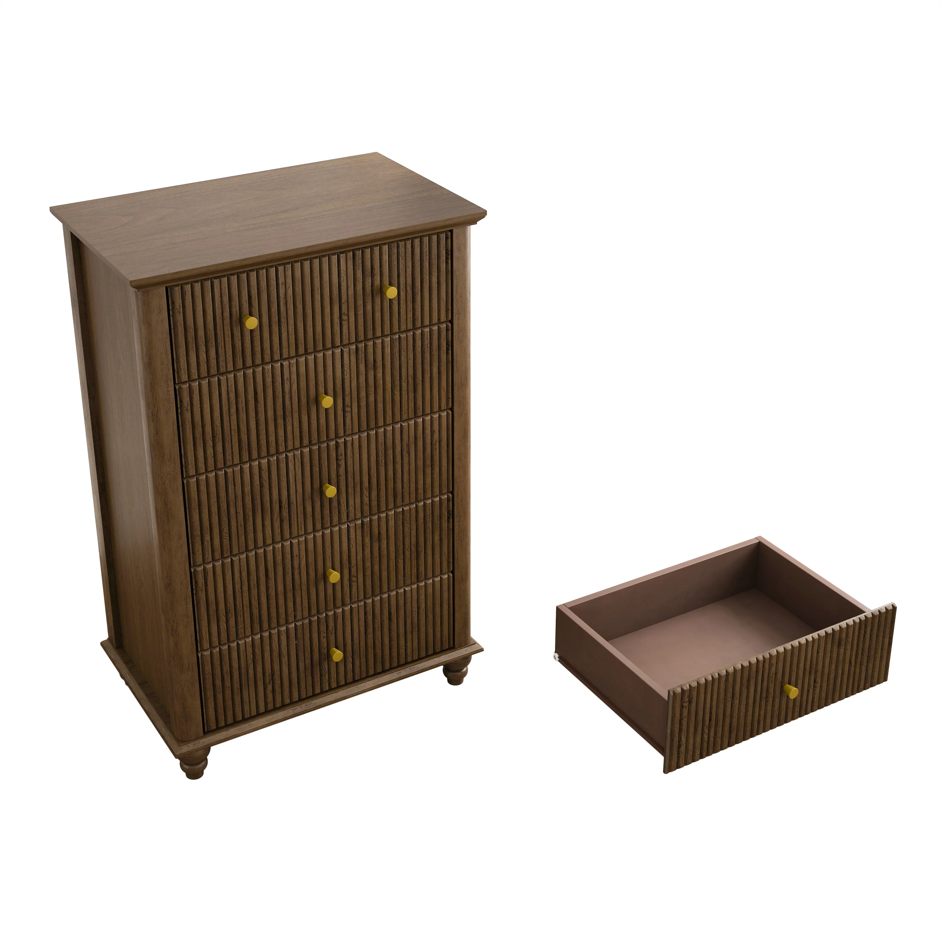 Tall Modern 45" Fluted 5 Drawer Dresser Chest - Image 12
