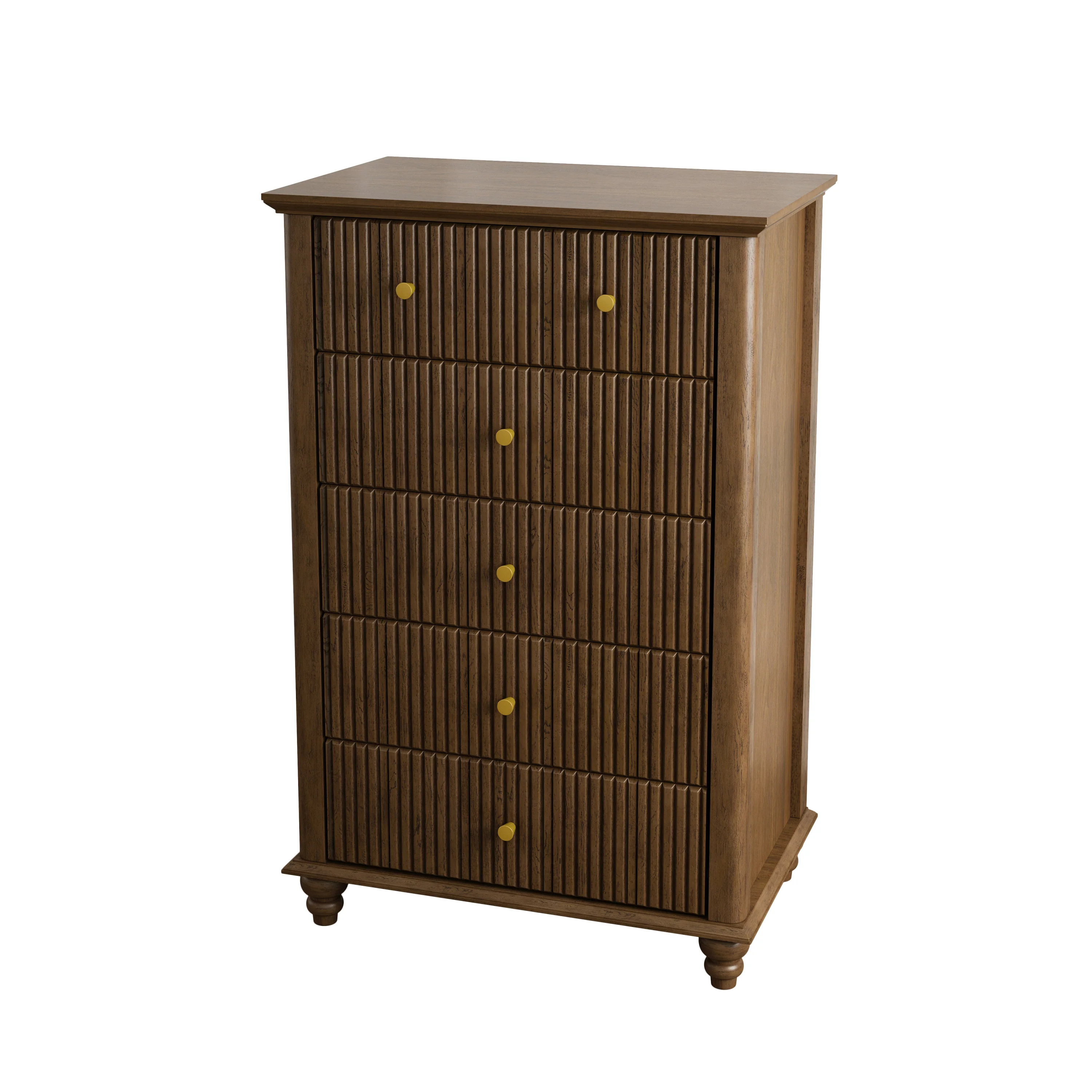 Tall Modern 45" Fluted 5 Drawer Dresser Chest - Image 9