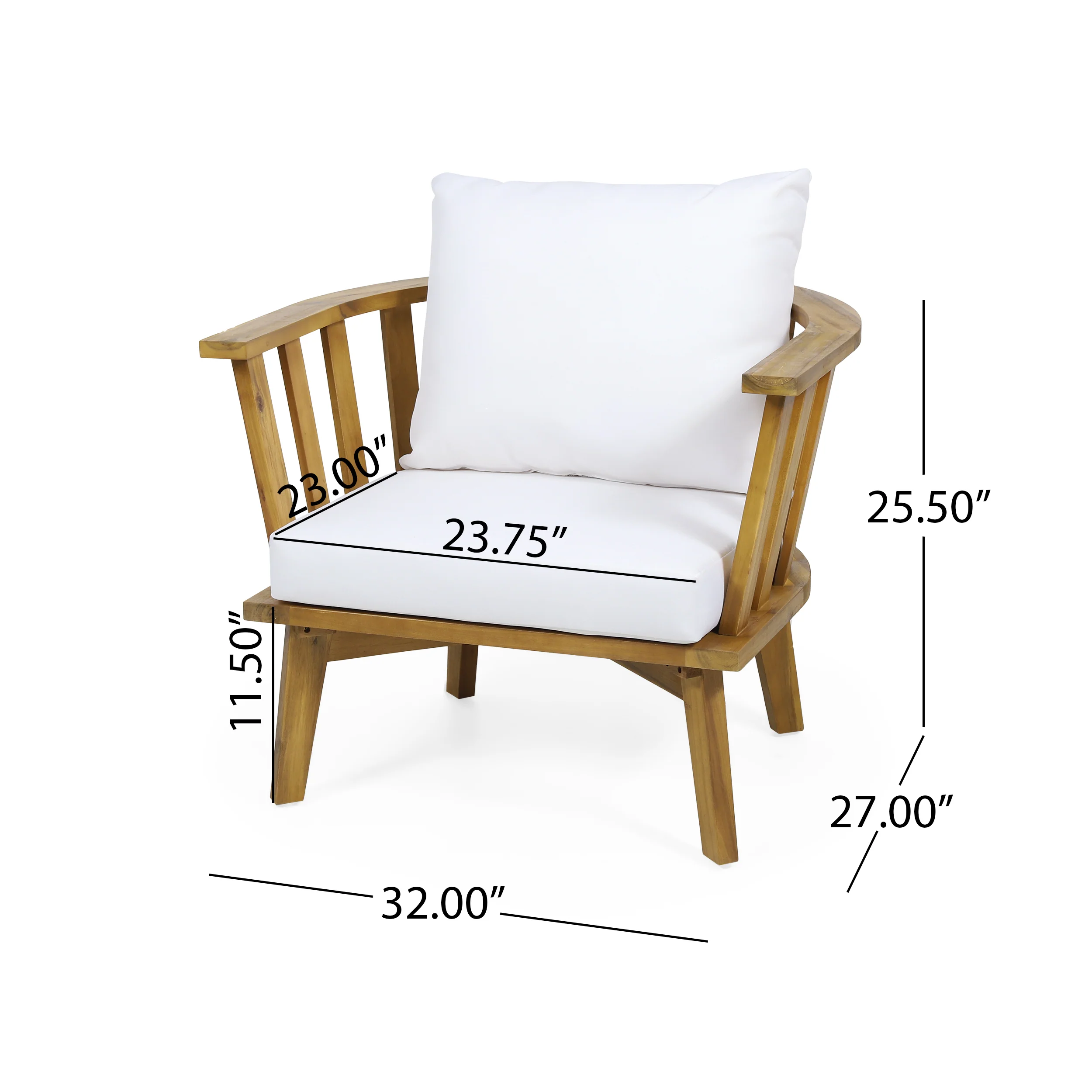 Walker Edison | Teak Acacia Wood Outdoor Patio Club Chair Set of 2 - Image 3