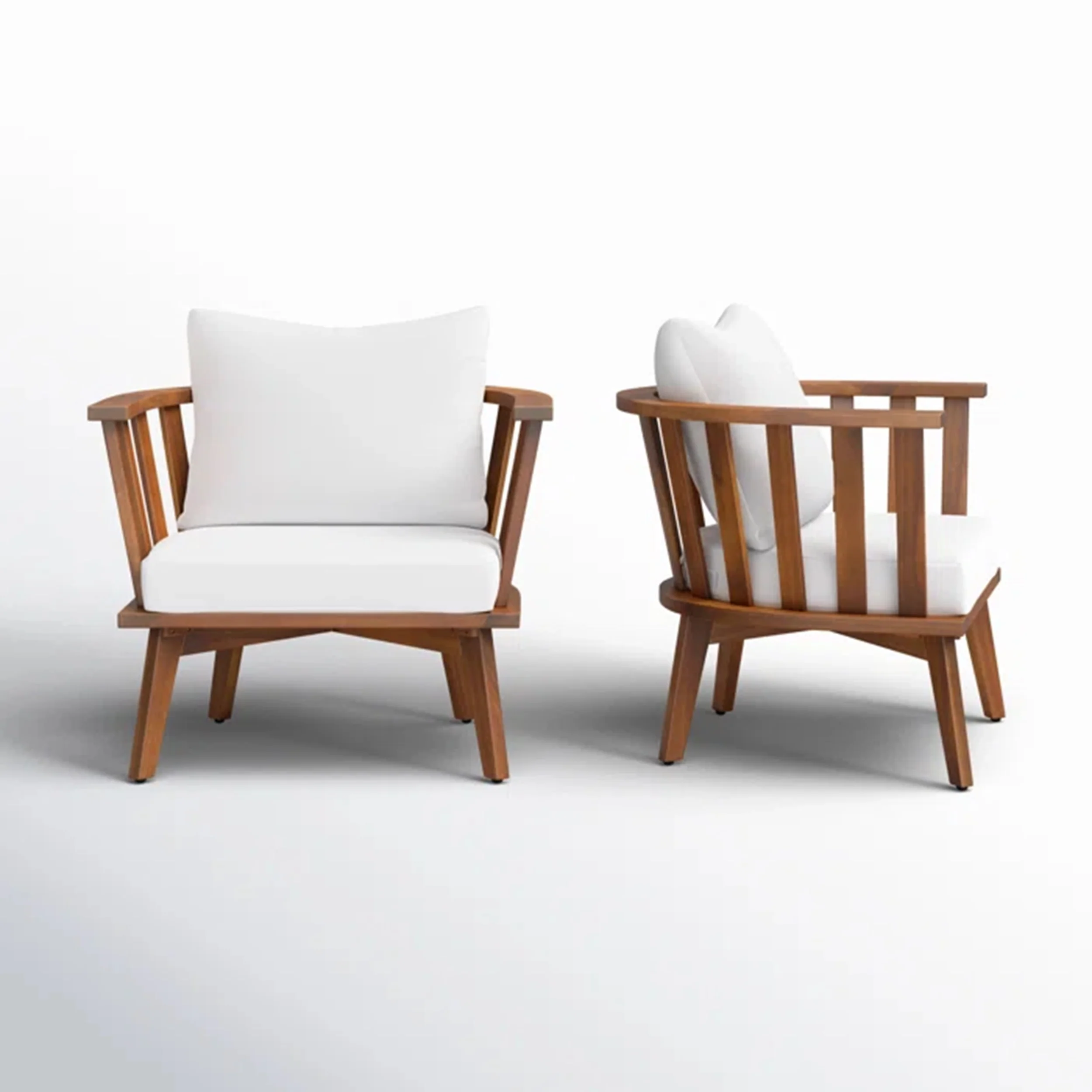 Walker Edison | Teak Acacia Wood Outdoor Patio Club Chair Set of 2 - Image 5