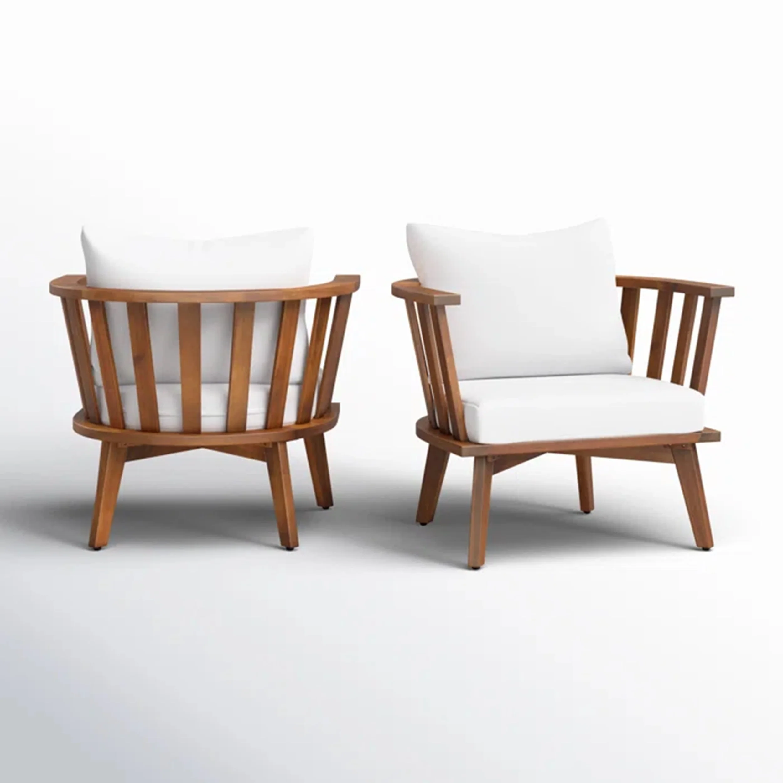 Walker Edison | Teak Acacia Wood Outdoor Patio Club Chair Set of 2 - Image 6