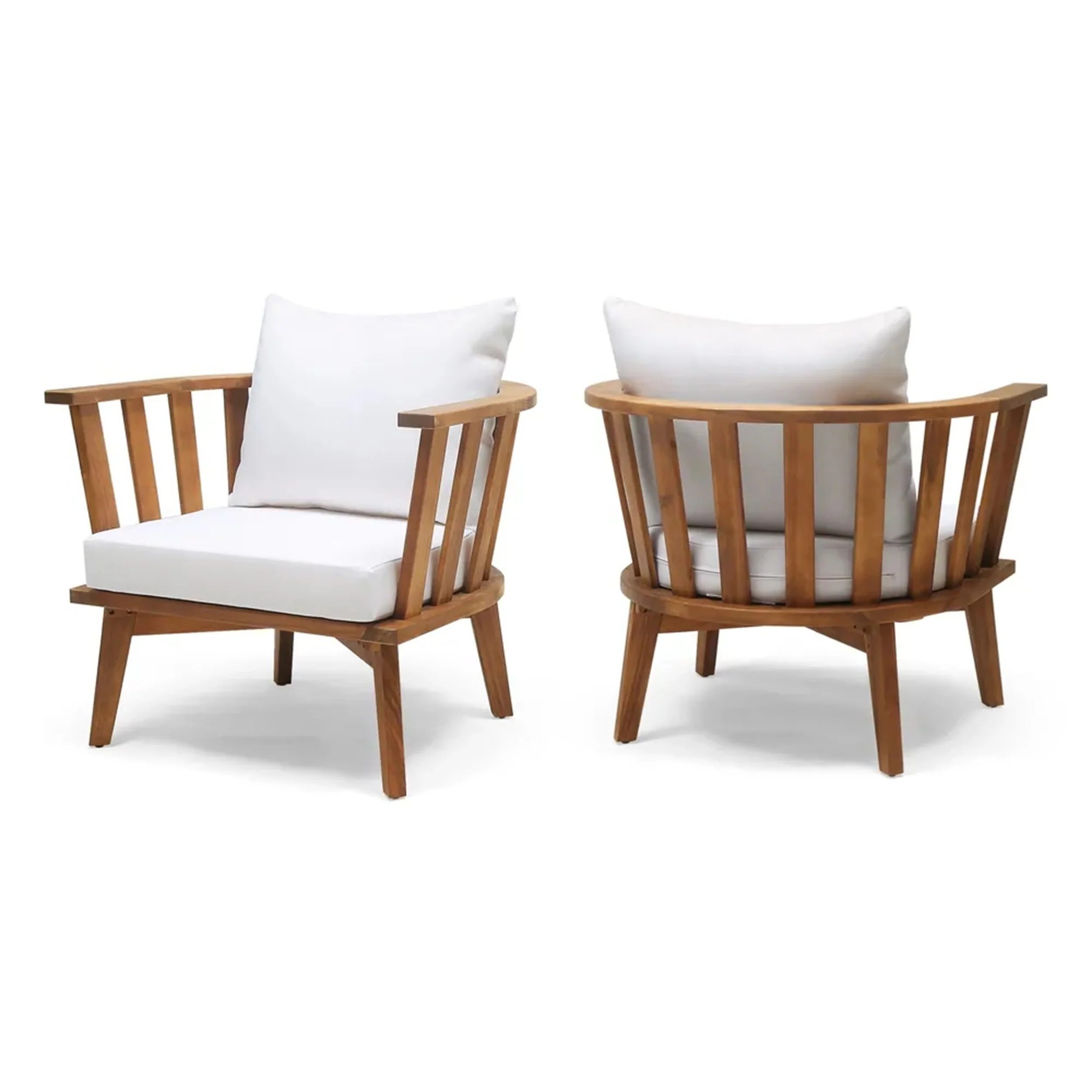 Walker Edison | Teak Acacia Wood Outdoor Patio Club Chair Set of 2 - Image 7