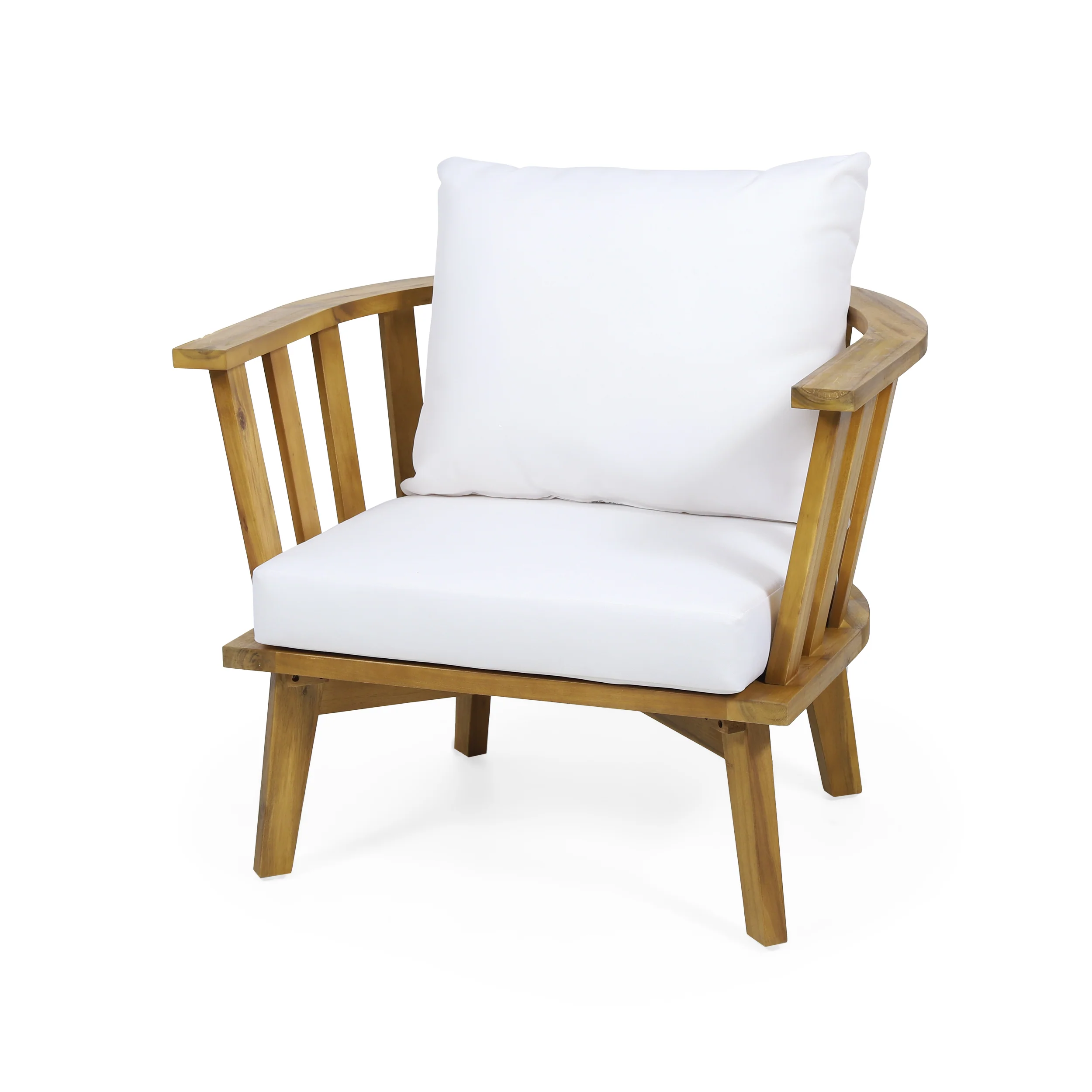 Walker Edison | Teak Acacia Wood Outdoor Patio Club Chair Set of 2 - Image 8