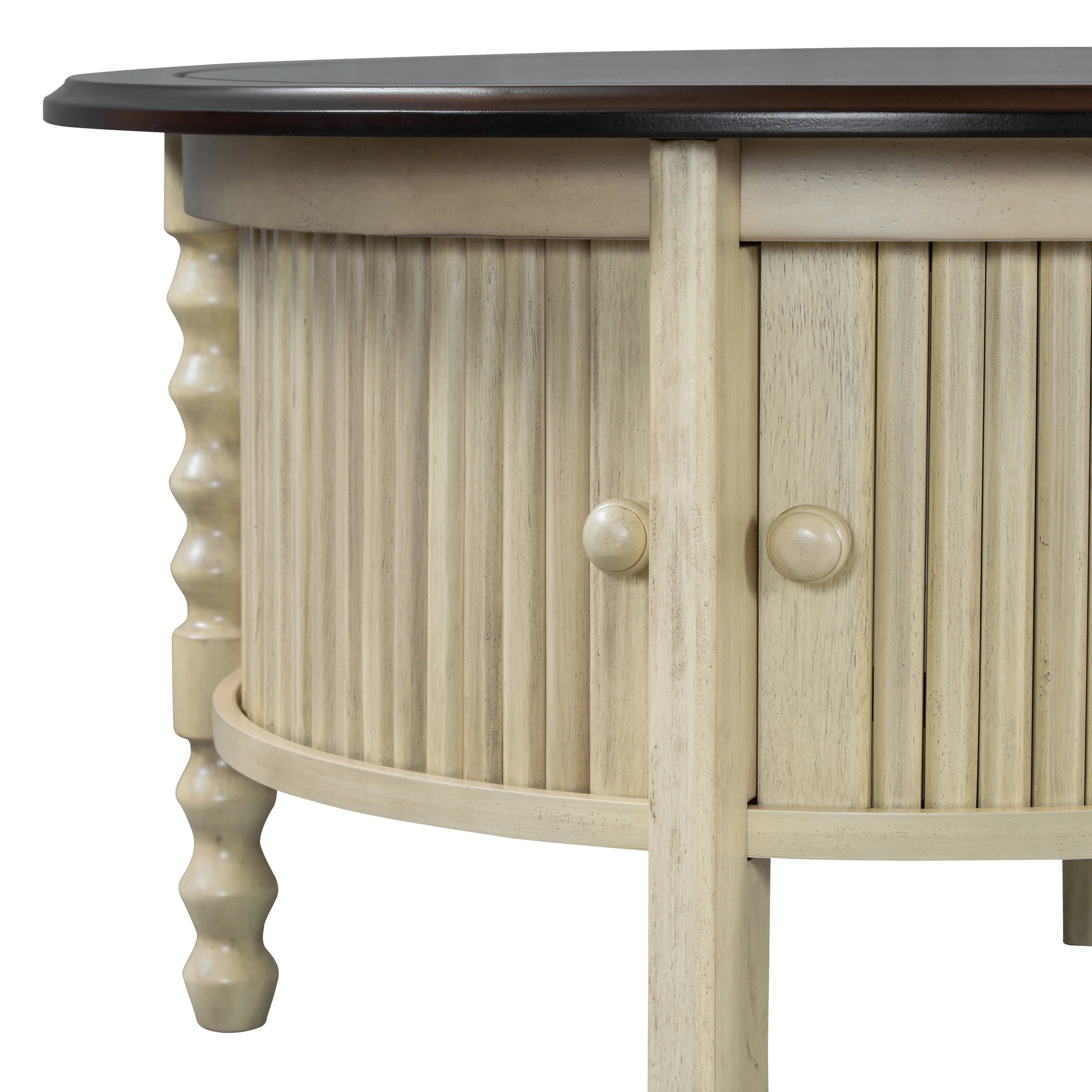 Traditional Design Round 30.3' Coffee Table with Storage Sliding Door - Image 19