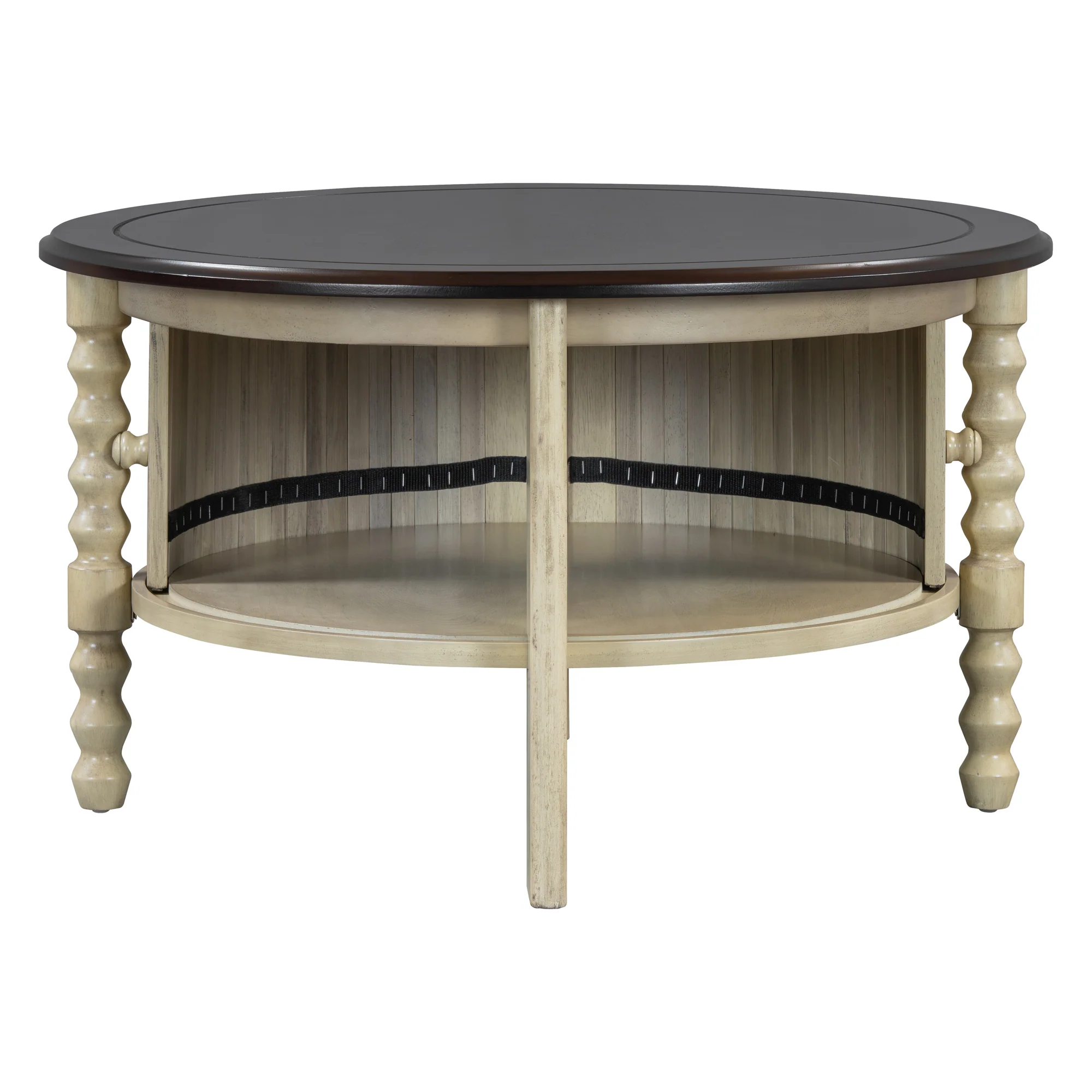 Traditional Design Round 30.3' Coffee Table with Storage Sliding Door - Image 20