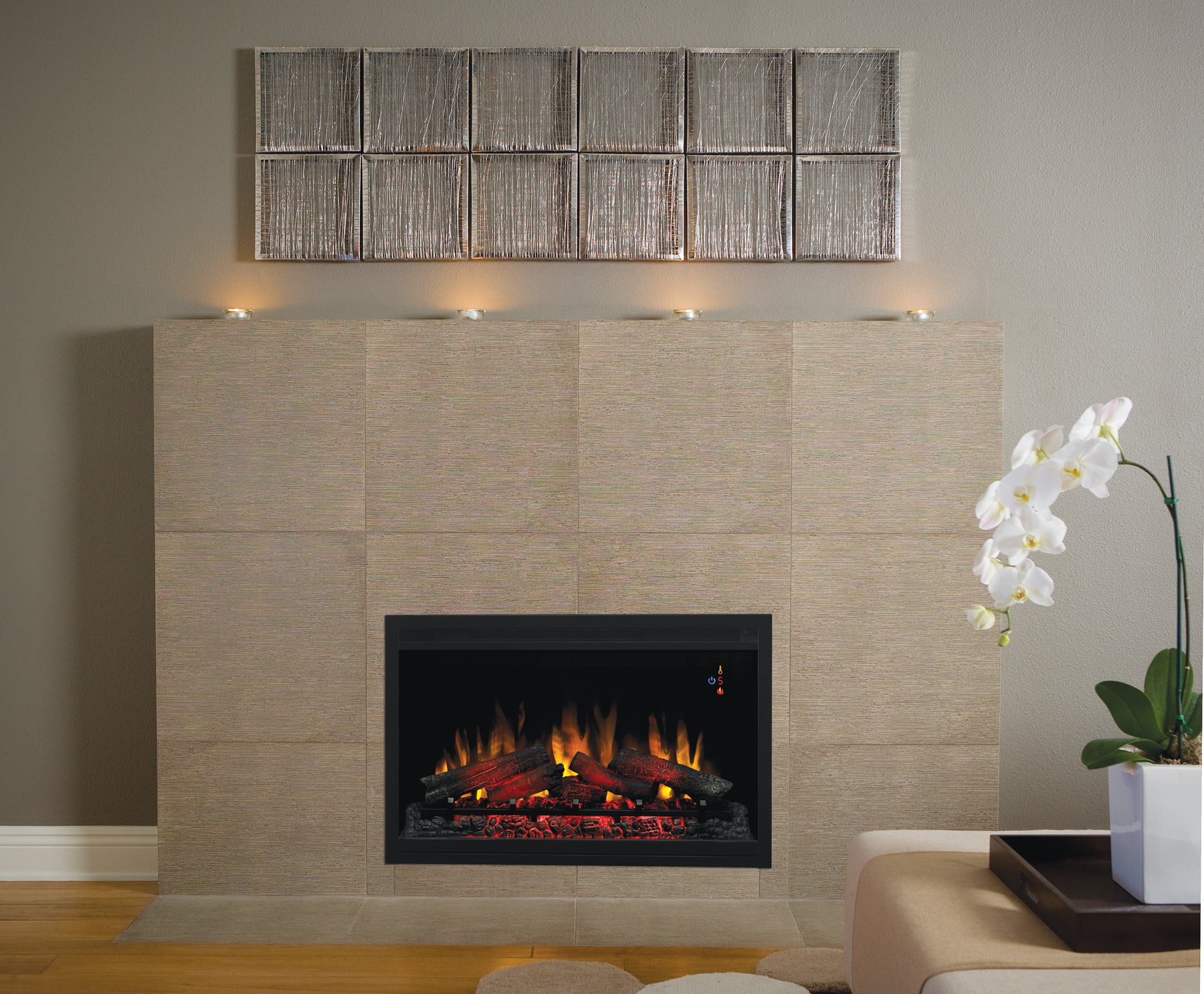 36” Recessed/Wall-Mount Traditional Electric Fireplace Insert with Remote