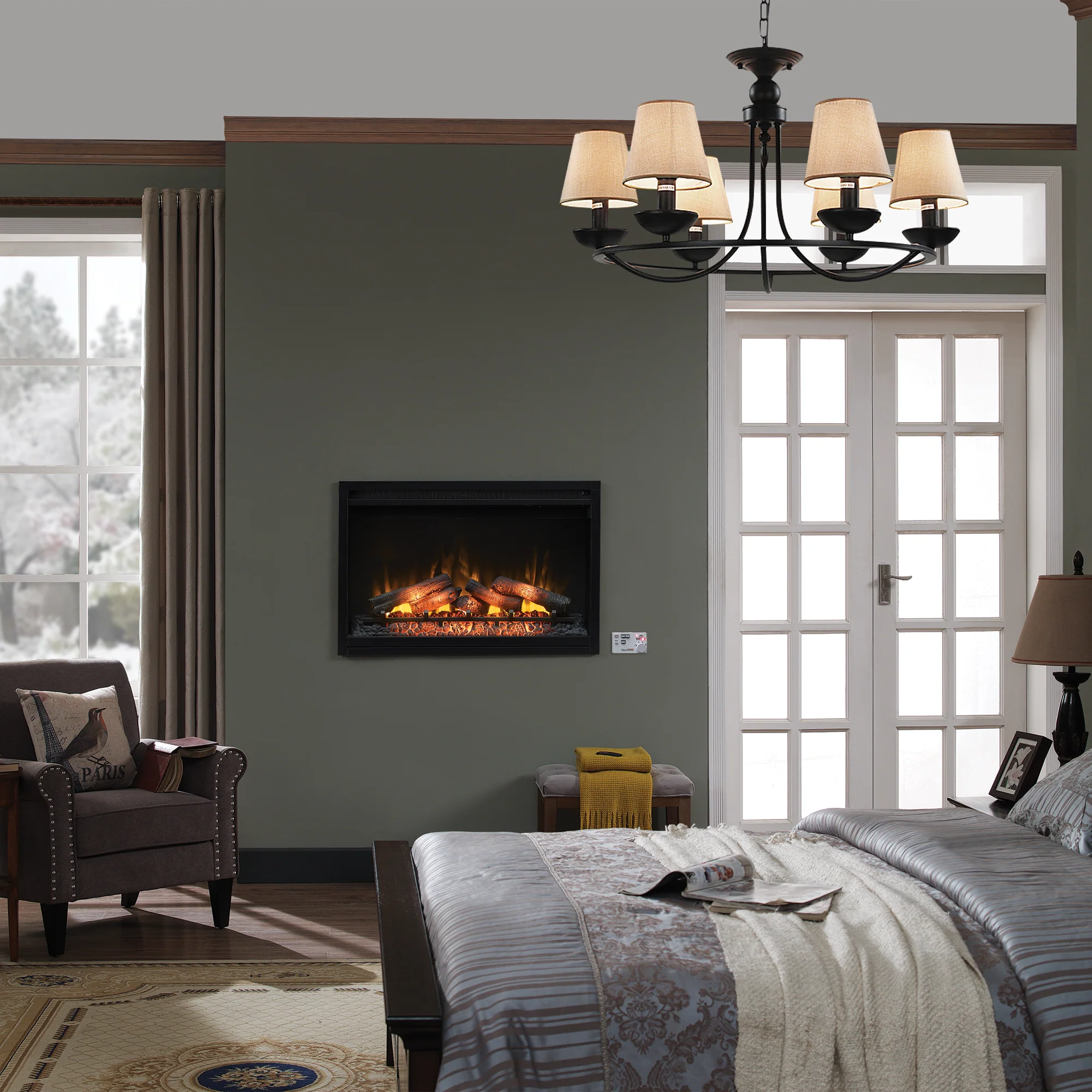 36” Recessed/Wall-Mount Traditional Electric Fireplace Insert with Remote - Image 11