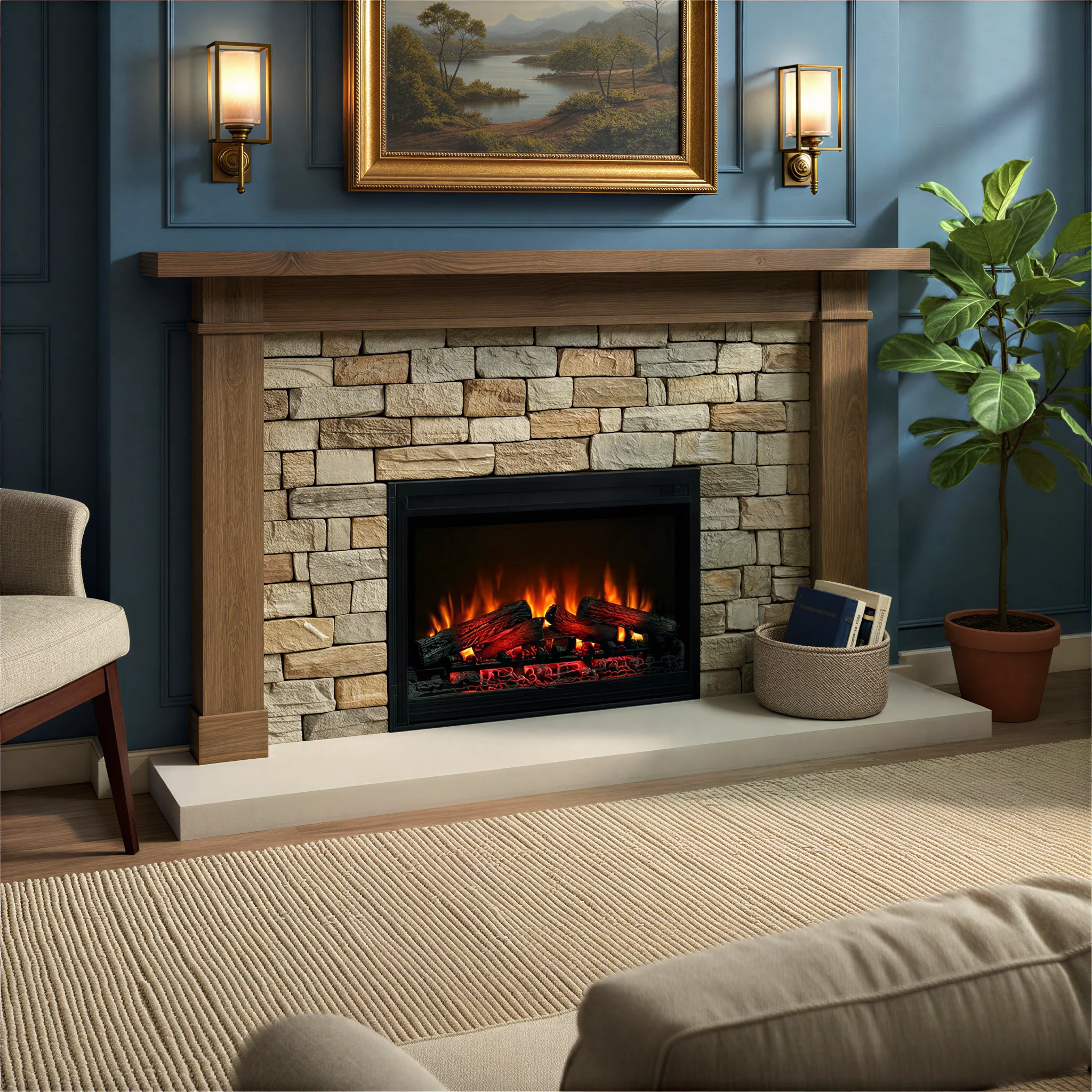 36” Recessed/Wall-Mount Traditional Electric Fireplace Insert with Remote - Image 12