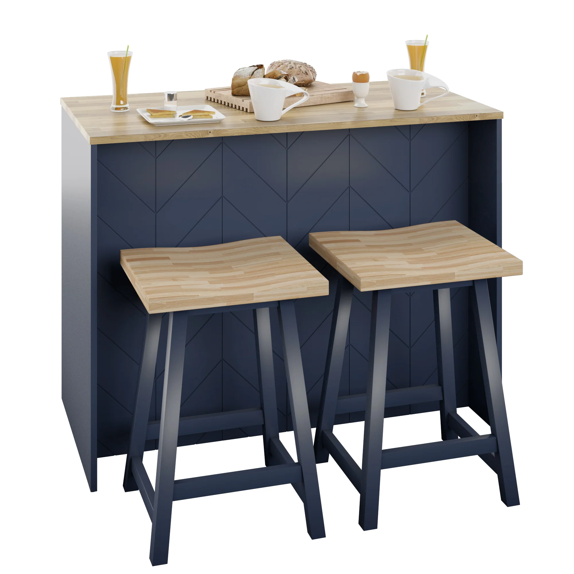 Classic Modern Kitchen Island with Butcher Block Top - Image 21
