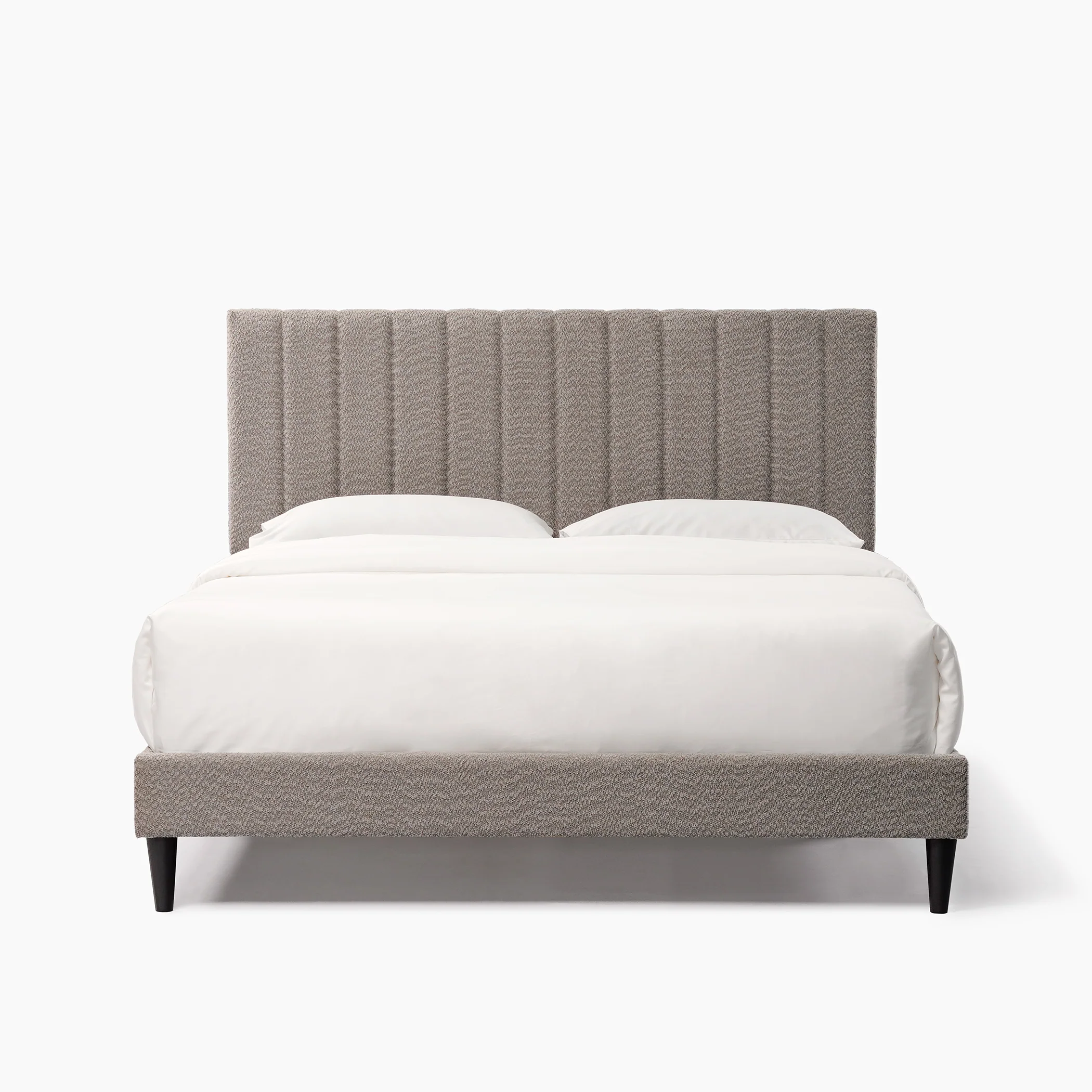 Tufted Boucle Upholstered Gray Queen Platform Bedframe - Image 10