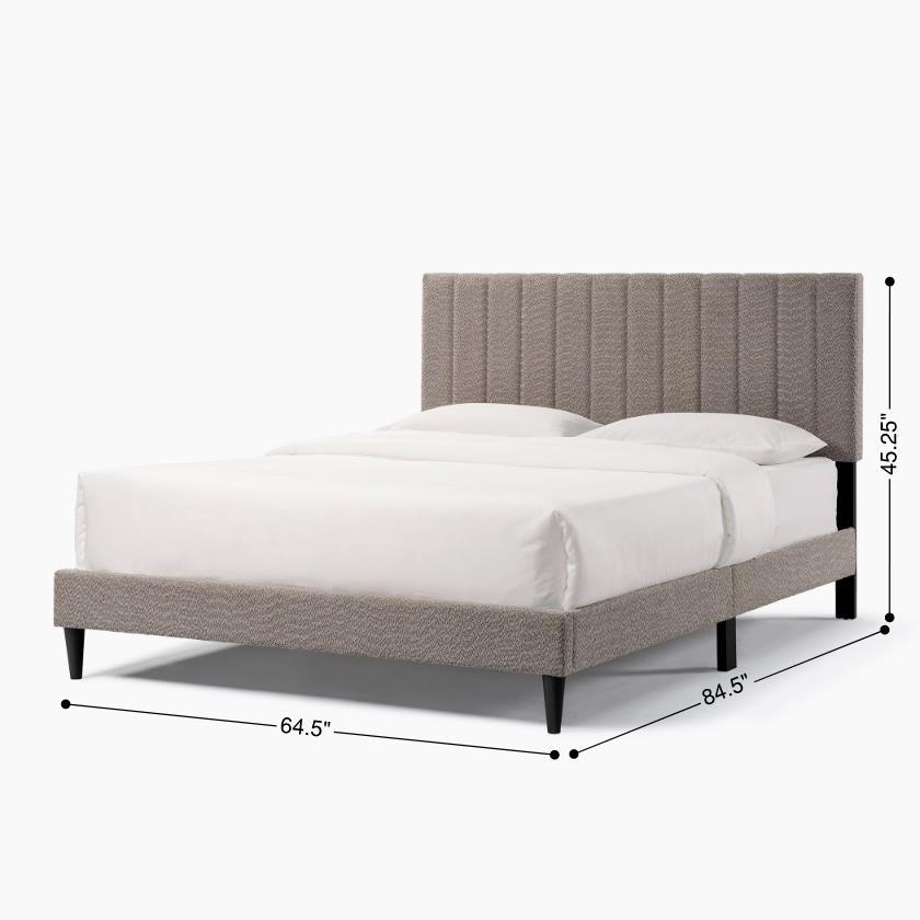 Tufted Boucle Upholstered Gray Queen Platform Bedframe - Image 11