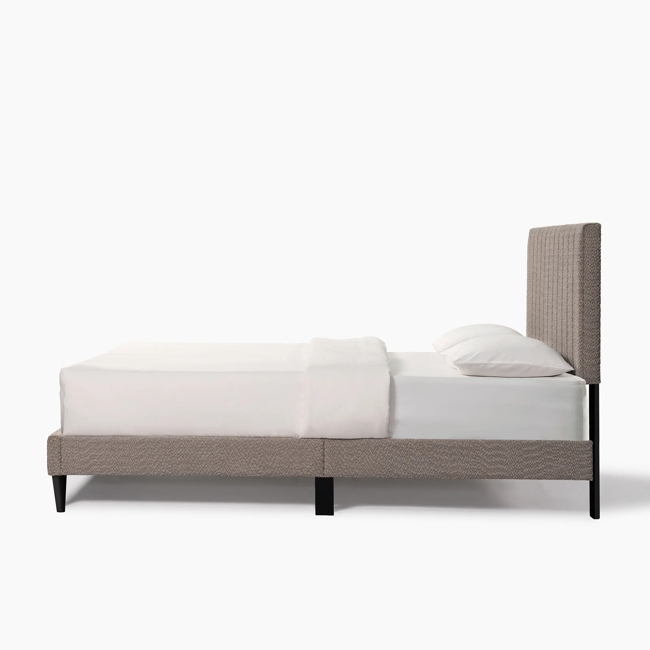 Tufted Boucle Upholstered Gray Queen Platform Bedframe - Image 12