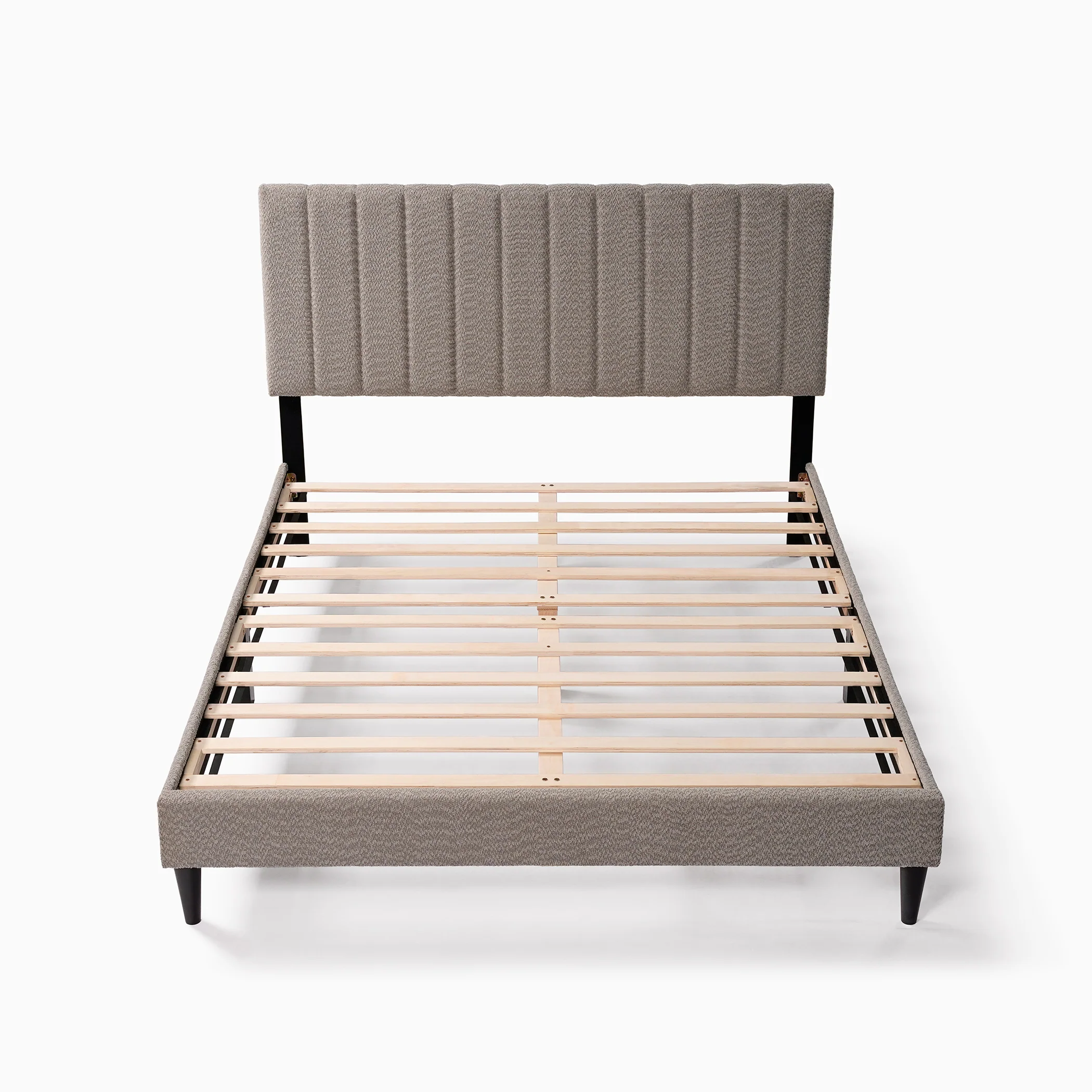 Tufted Boucle Upholstered Gray Queen Platform Bedframe - Image 14
