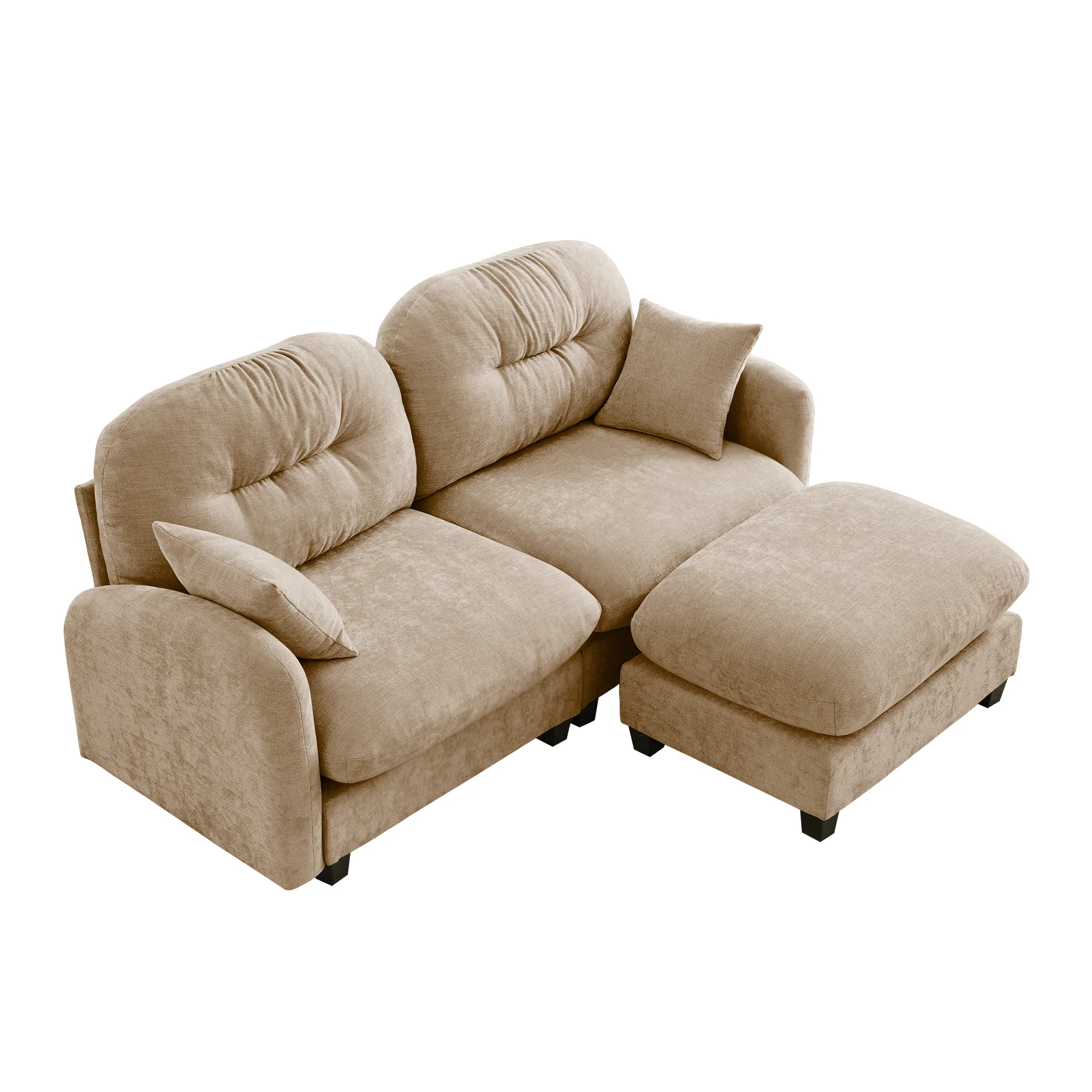Tufted Chenille Cloud Loveseat Sectional Sofa Couch with Ottoman - Image 23