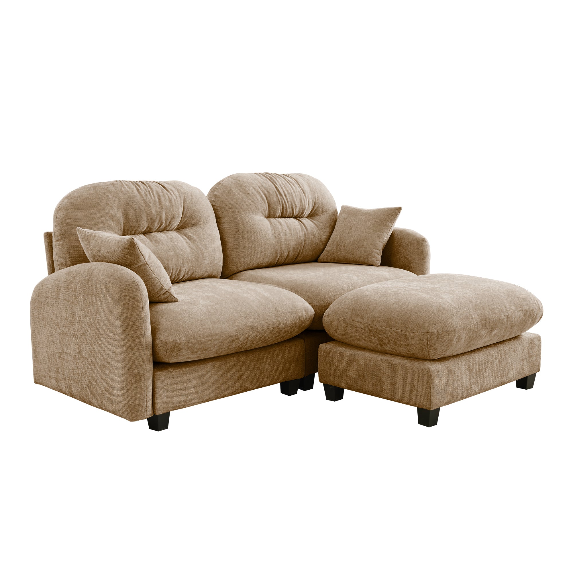 Tufted Chenille Cloud Loveseat Sectional Sofa Couch with Ottoman - Image 24