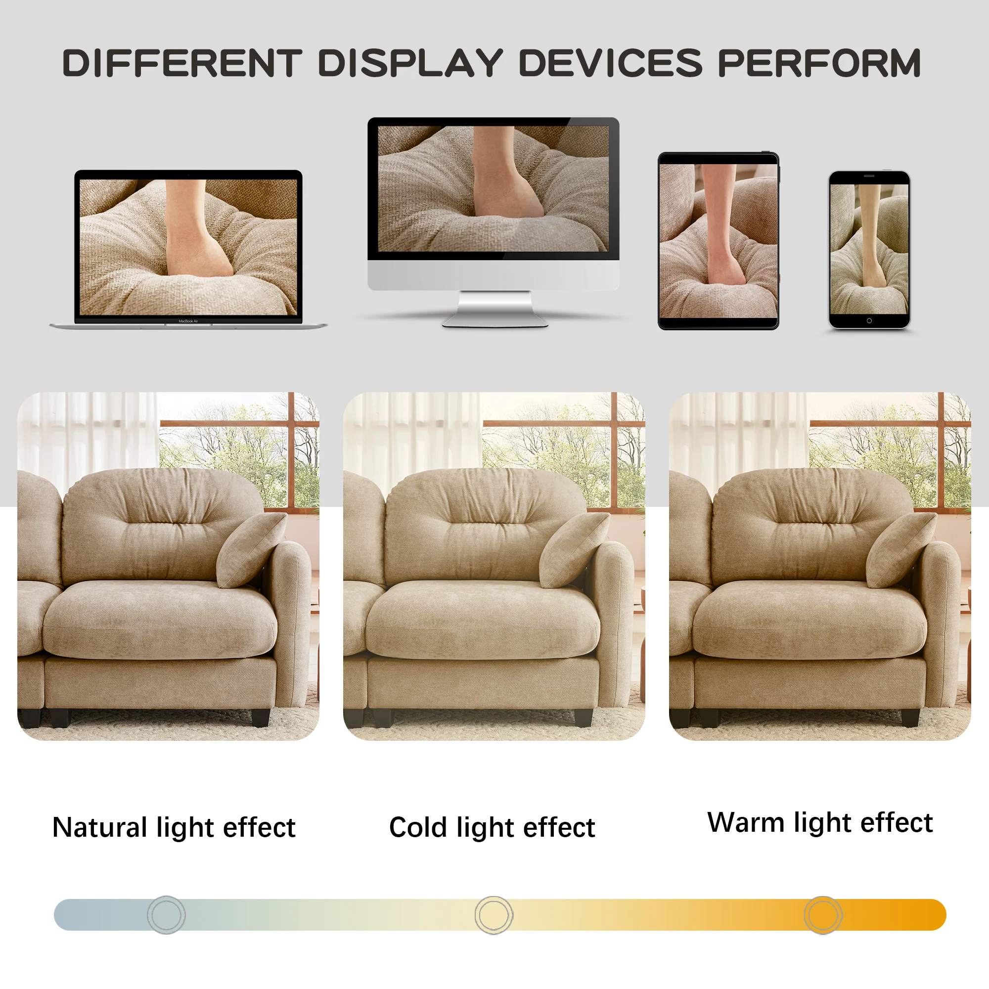 Tufted Chenille Cloud Loveseat Sectional Sofa Couch with Ottoman - Image 7