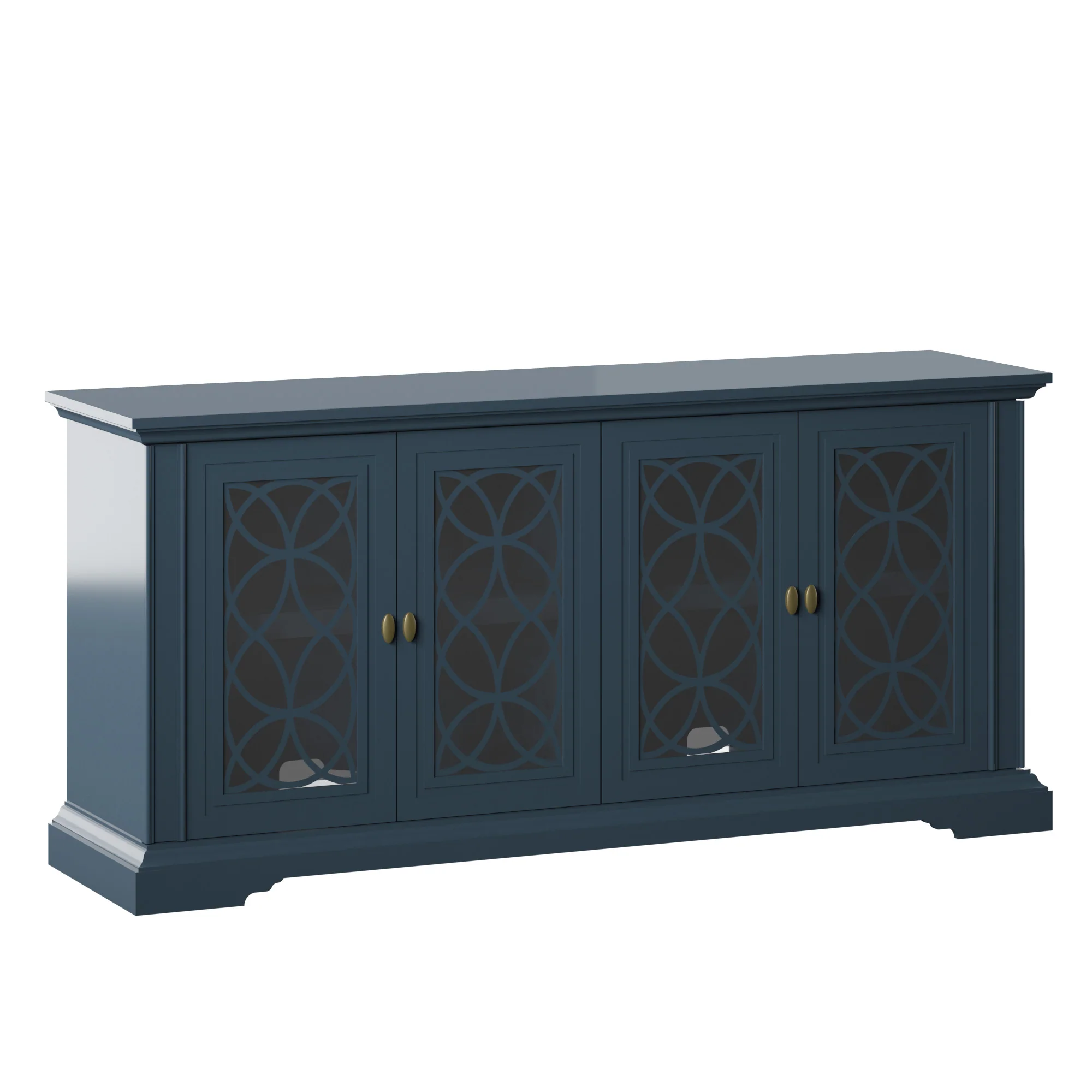 Classic Tempered Glass Design Doors TV Stand Media Console - Image 4