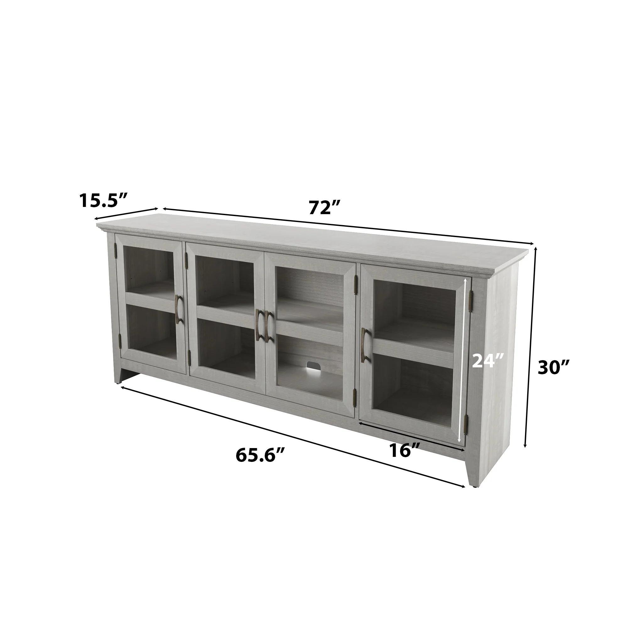 Tempered Glass Doors 72' TV Stand Media Console - Image 4