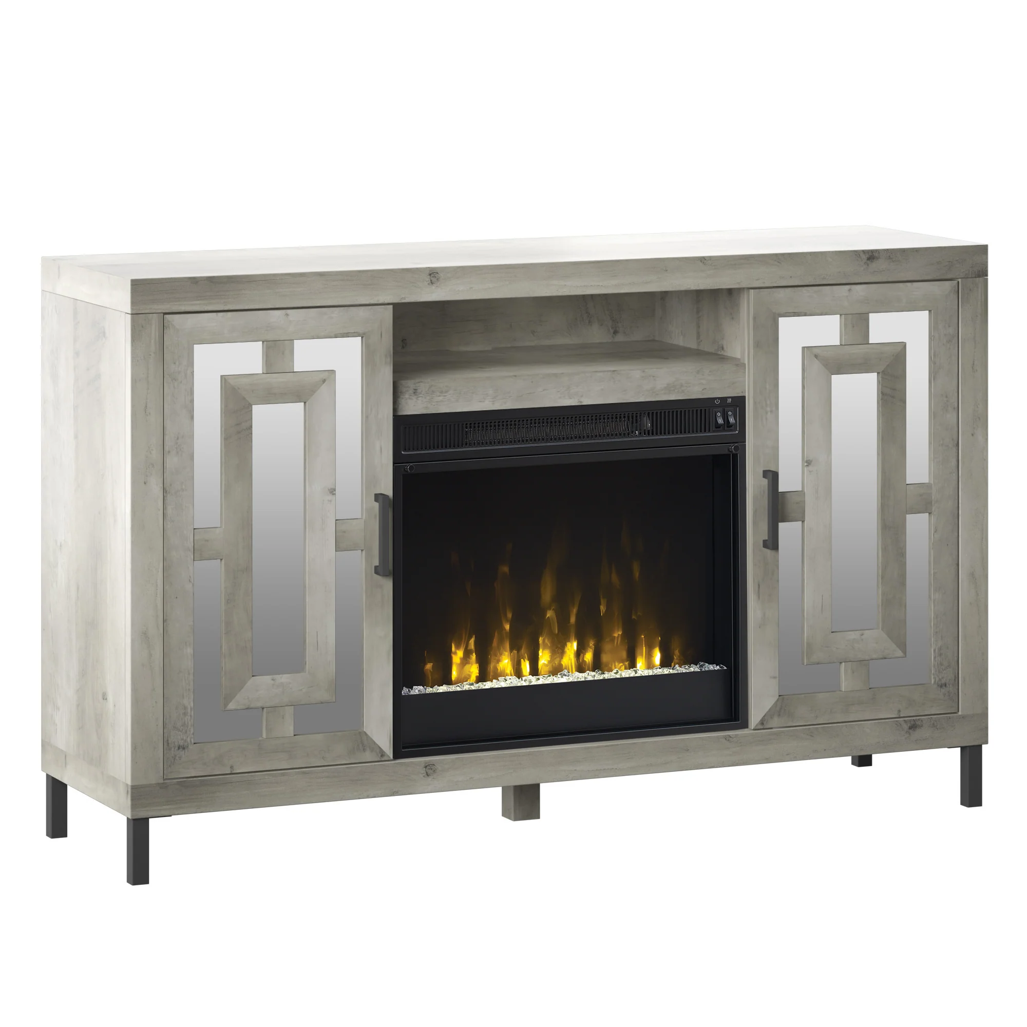 Mirrored Cabinet Door with 23" Electric Fireplace TV Stand Media Console - Image 4