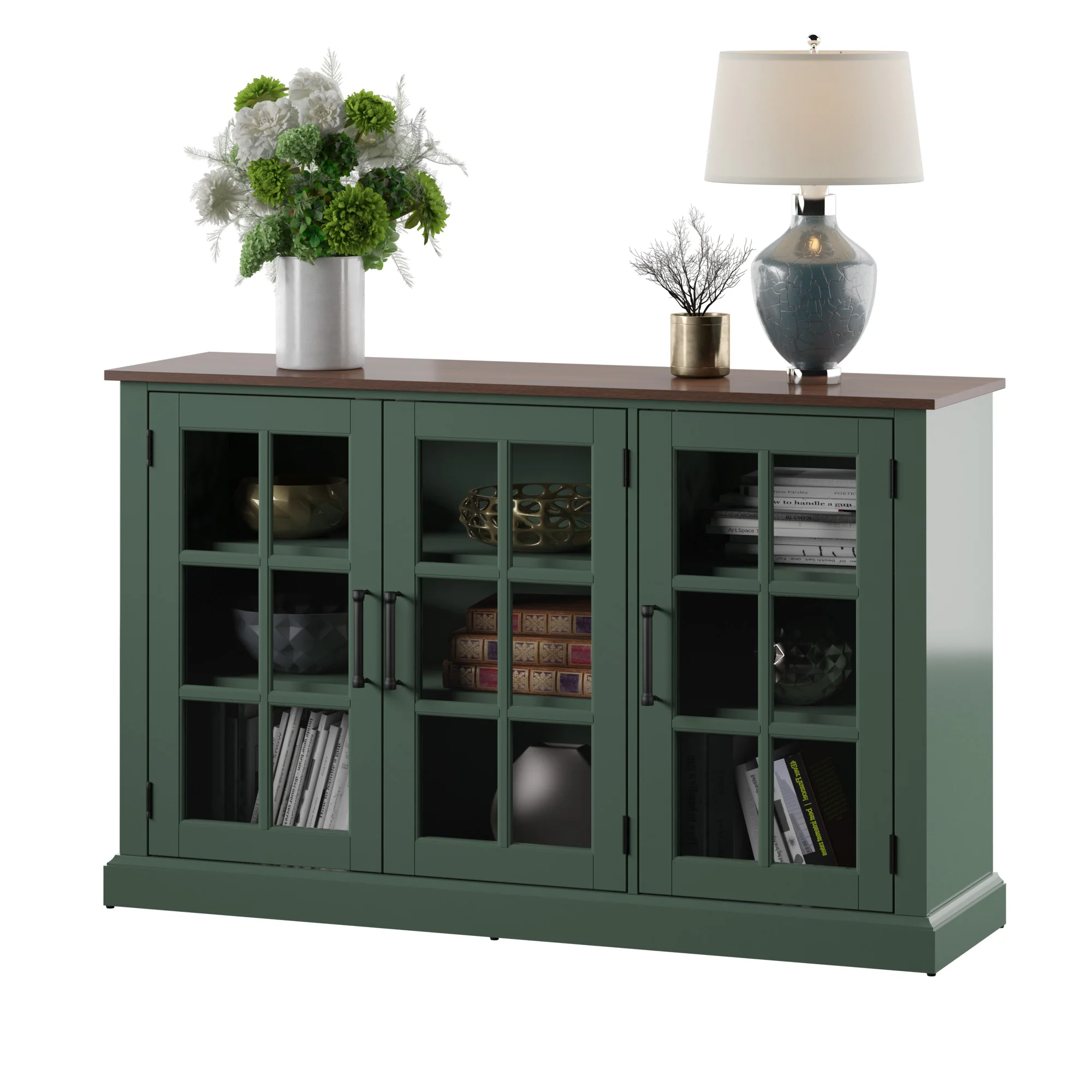 Farmhouse Window Pane Glass Doors Two Tone Buffet Sideboard - Image 16