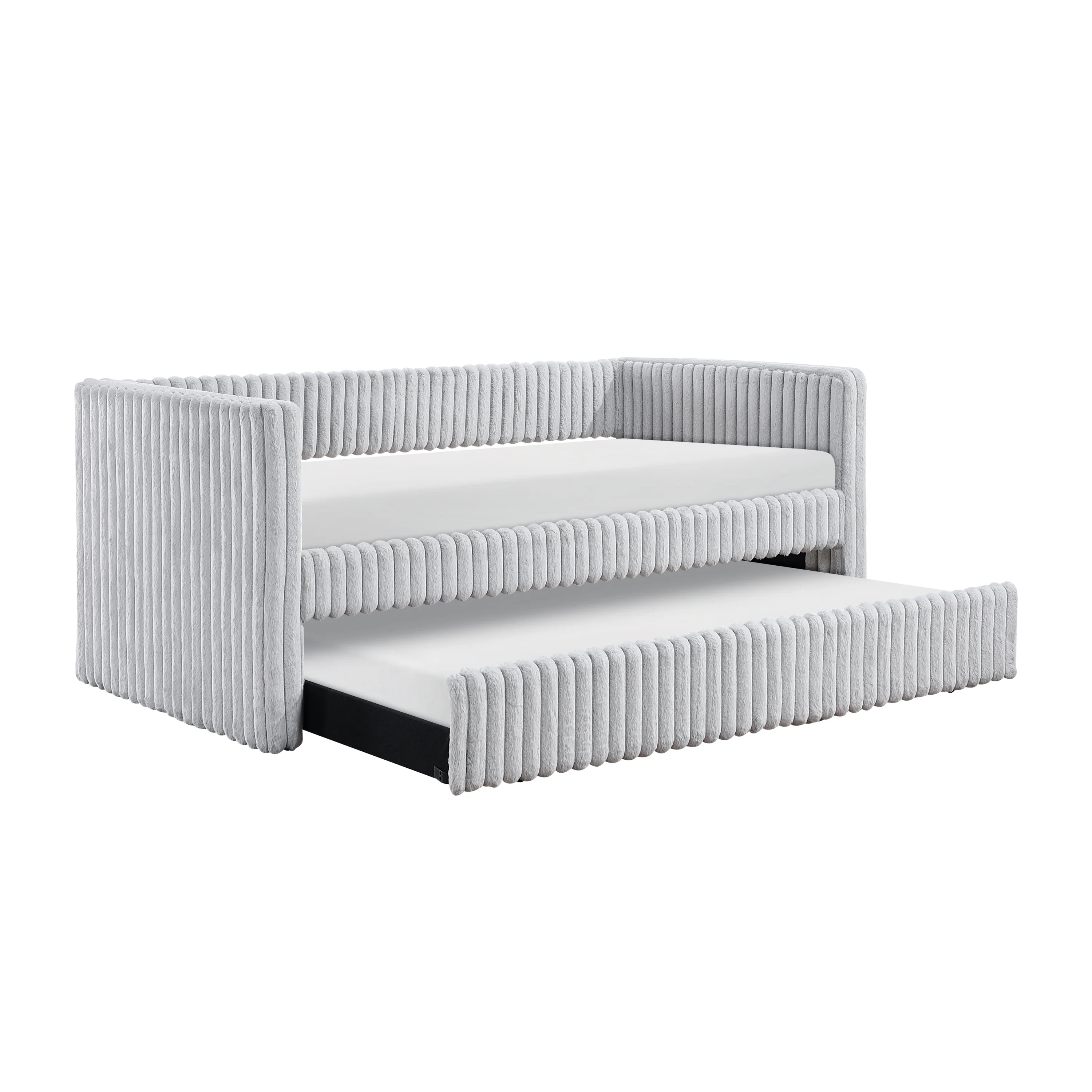 Walker Edison | Upholstered Corduroy Daybed with Trundle - Image 4