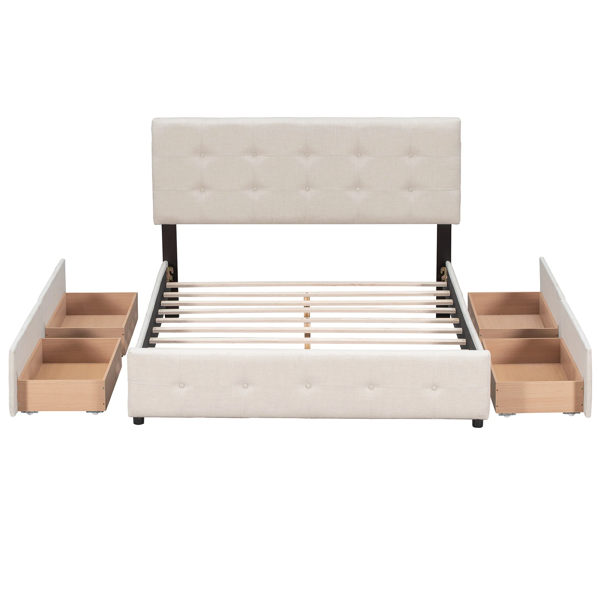 Walker Edison | Upholstered Queen Platform Bed with Storage - Image 2