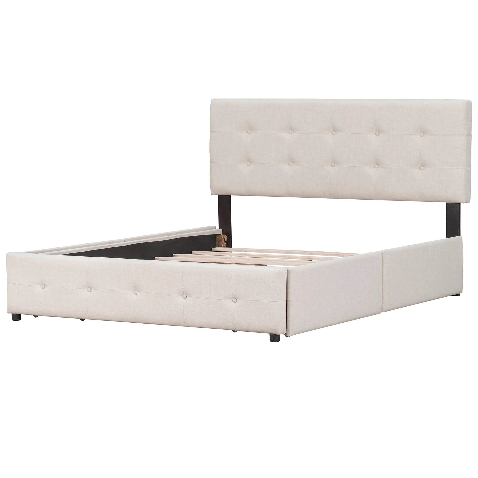Walker Edison | Upholstered Queen Platform Bed with Storage - Image 5