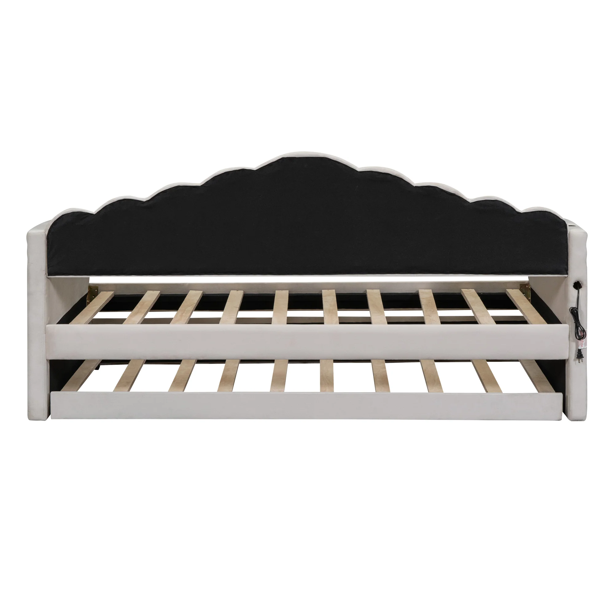 Walker Edison | Velvet Twin Size Sofa Bed with Trundle and USB Charging Ports - Image 10