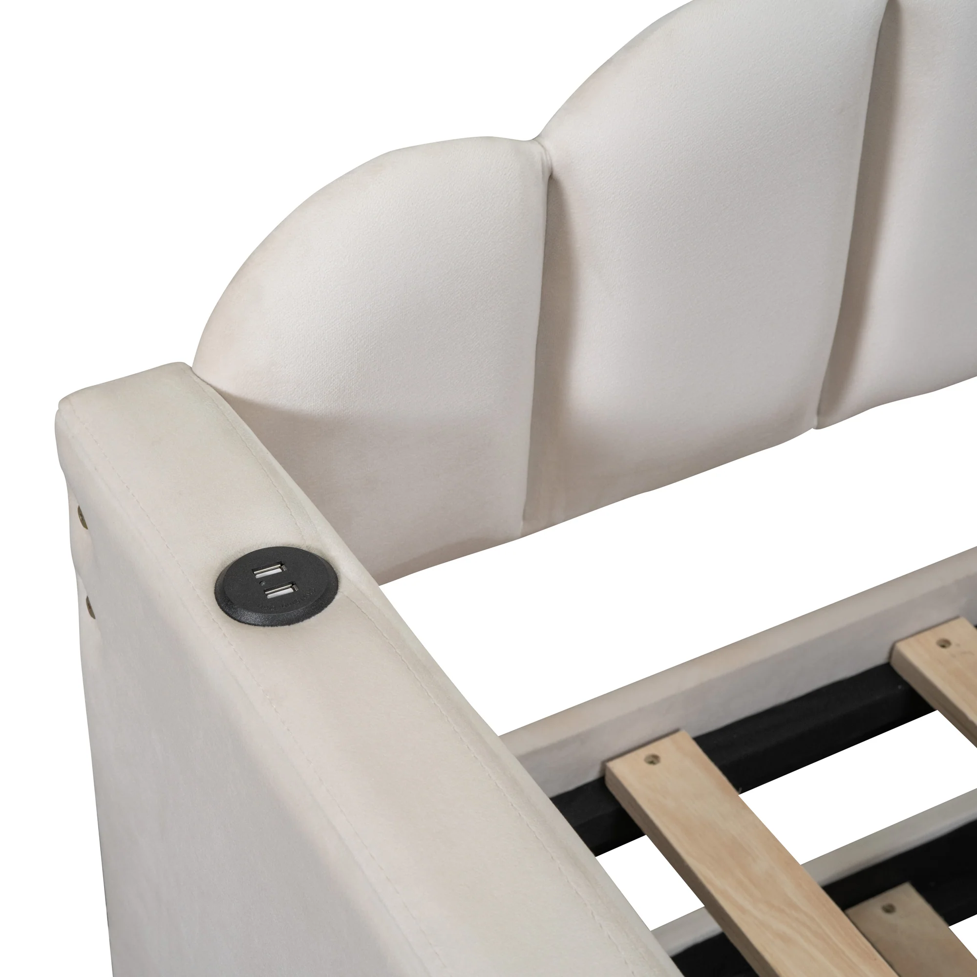 Walker Edison | Velvet Twin Size Sofa Bed with Trundle and USB Charging Ports - Image 11