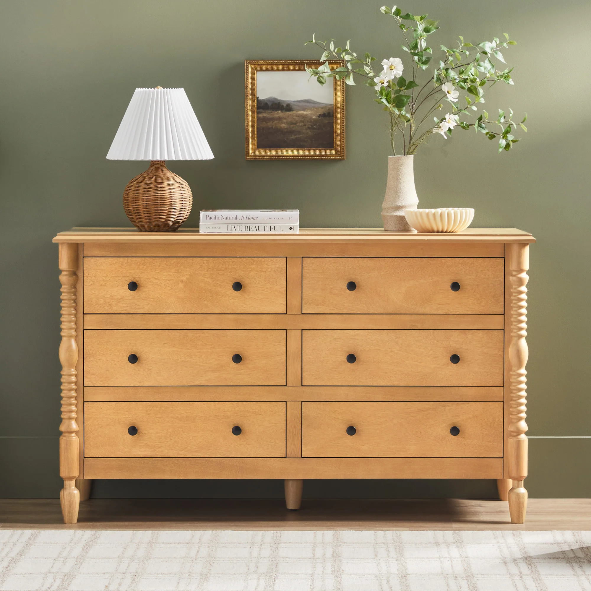 Traditional Vivienne 6-Drawer Easy Assembly Solid Wood Dresser - Image 3