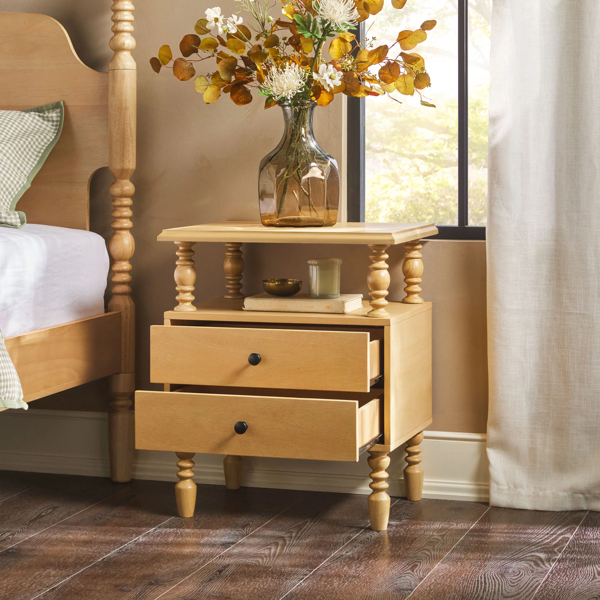 Traditional Vivienne Easy Assembly Solid Wood Nightstand - Image 16