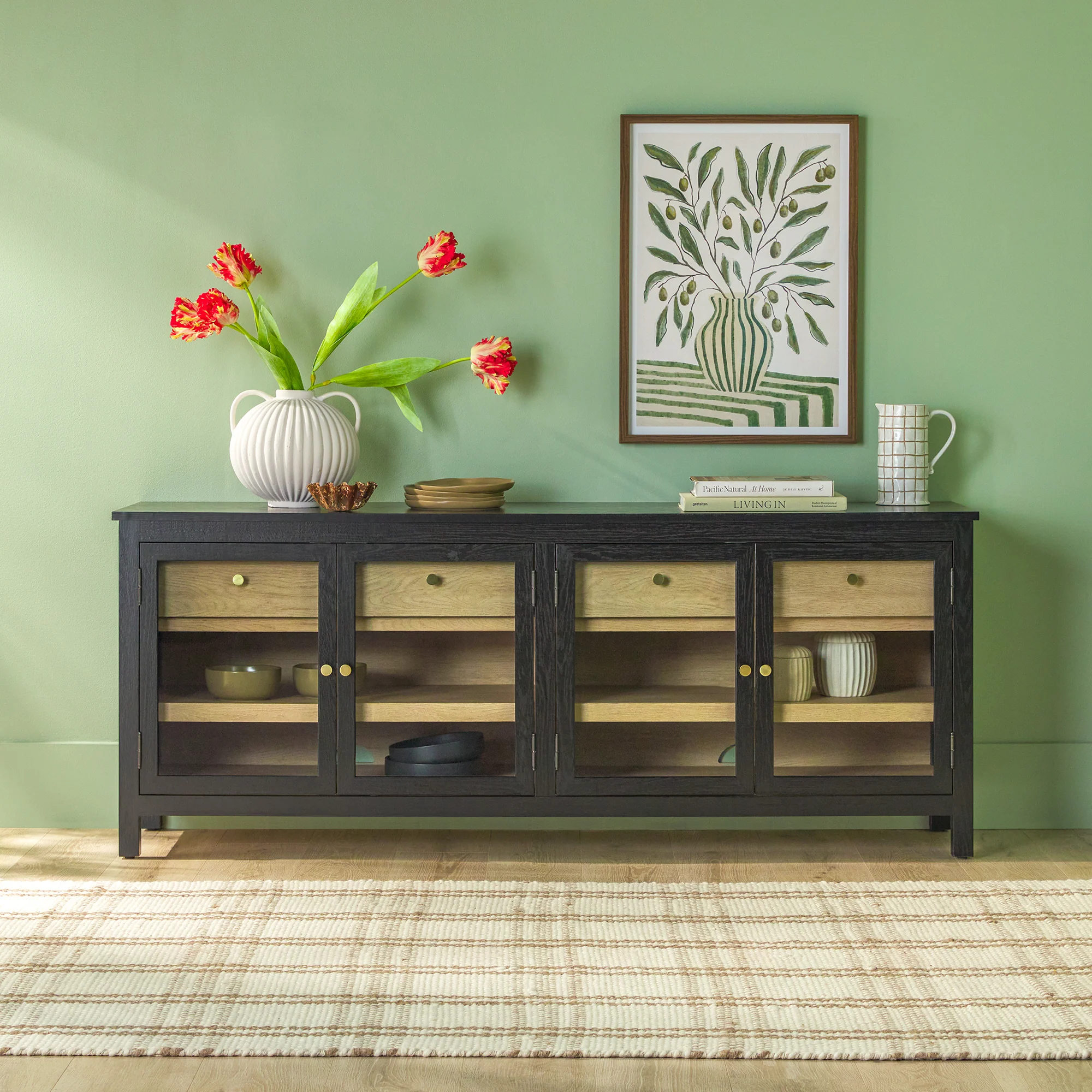 Harlow Modern Easy Assembly Glass Door 70” Sideboard TV Stand - Image 5